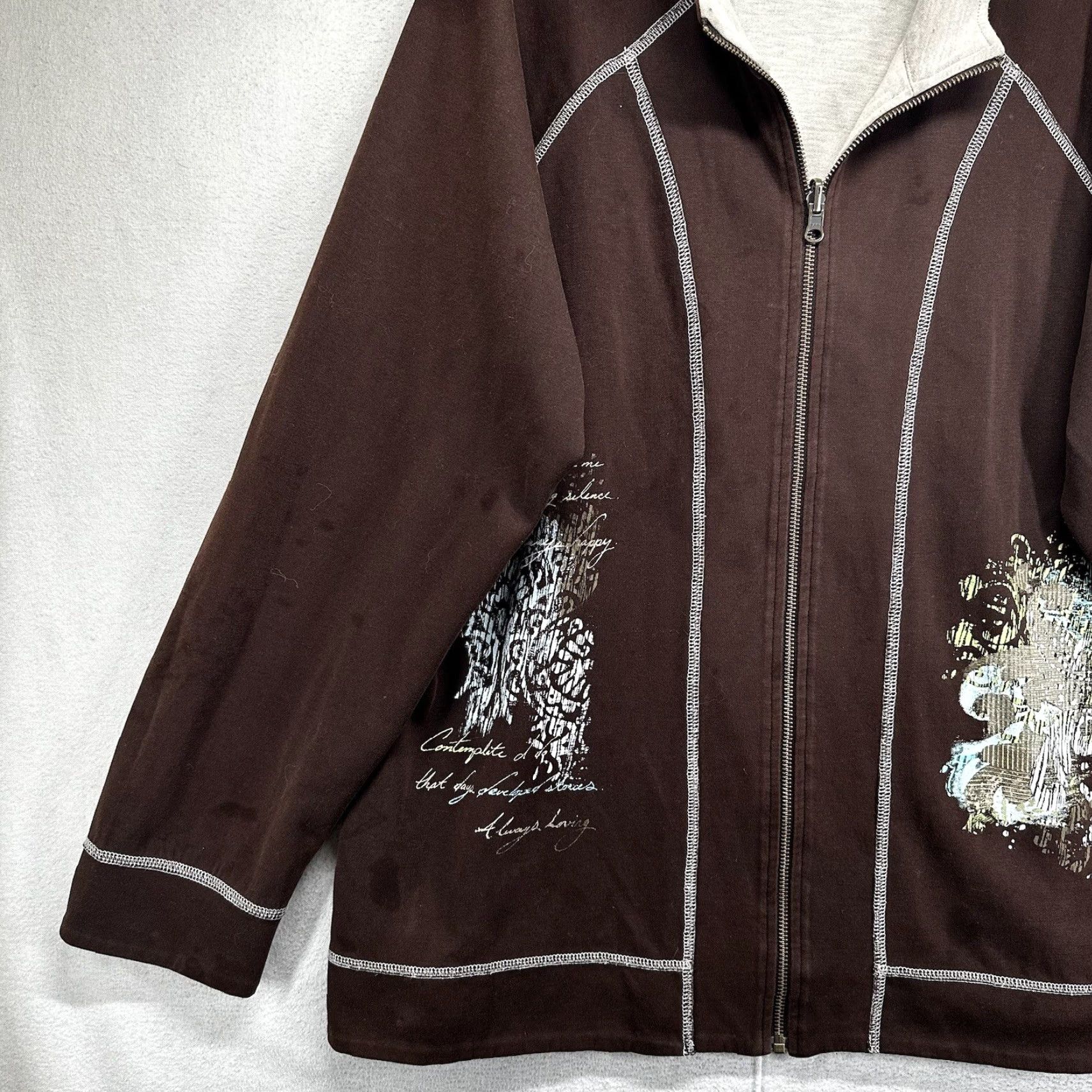 Vintage Chico's Zenergy Women's Jacket Size XL Brown Geometric Full Zip Casual 90s Size XL / US 12-14 / IT 48-50 - 6 Thumbnail