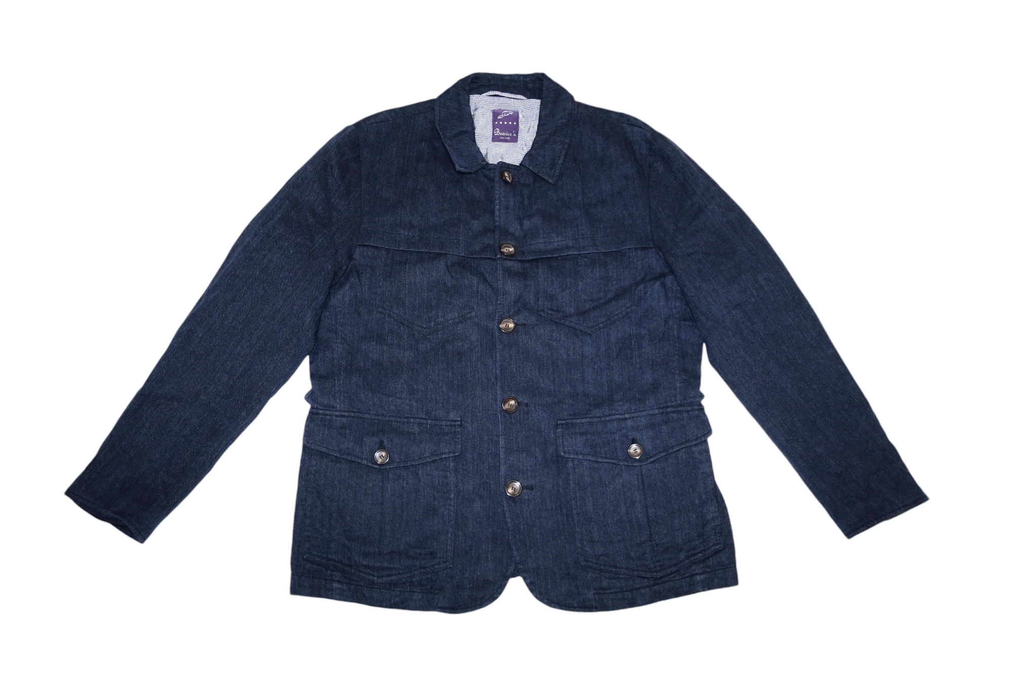 Other UK Beaver's Herringbone Indigo Cotton Linen Twill Field Jacket Size US M / EU 48-50 / 2 - 4 Thumbnail