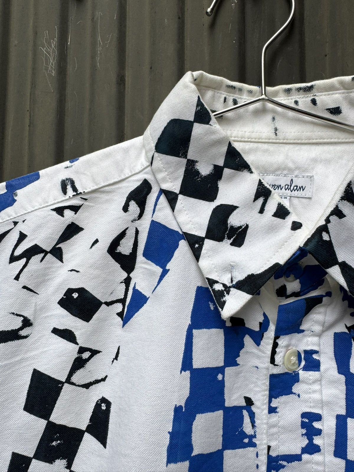 Vintage Hand Painted Check Shirt — Blue & Black Checkerboard Size US S / EU 44-46 / 1 - 2 Thumbnail