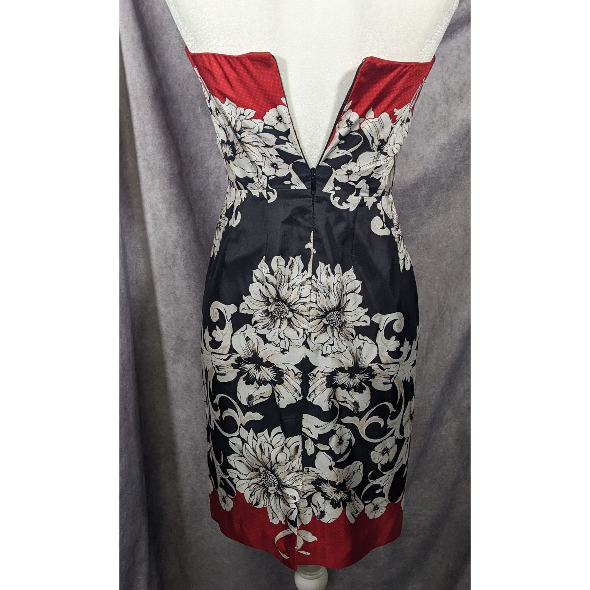 White House Black Market White House Black Marked Floral Strapless Silk Mini Dress Si Size XS / US 0-2 / IT 36-38 - 10 Thumbnail