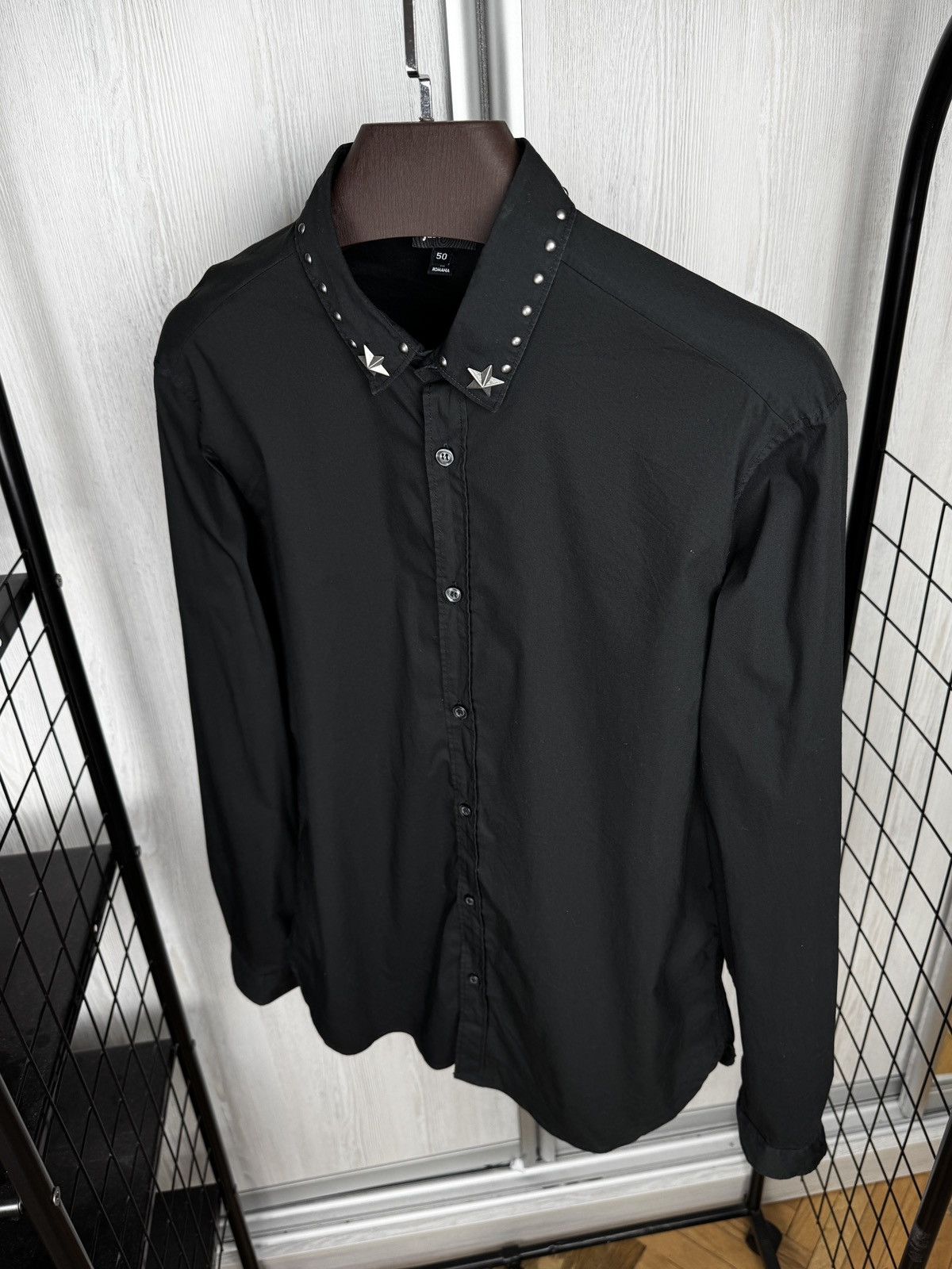 Just Cavalli Just Cavalli Black Studded Star Collar Shirt size 50 Size US M / EU 48-50 / 2 - 7 Thumbnail