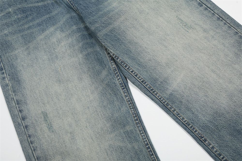 Jean Punk retro straight men's distressed washed jeans Size US 32 / EU 48 - 5 Thumbnail