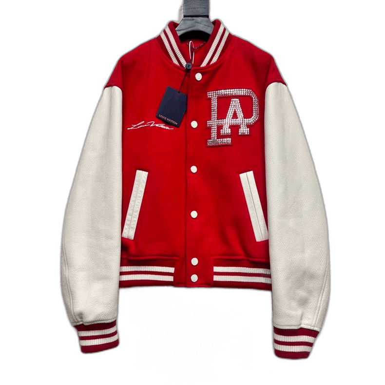 Louis Vuitton Louis Vuitton Red Baseball Jacket with Diamonds Size US L / EU 52-54 / 3 - 1 Thumbnail