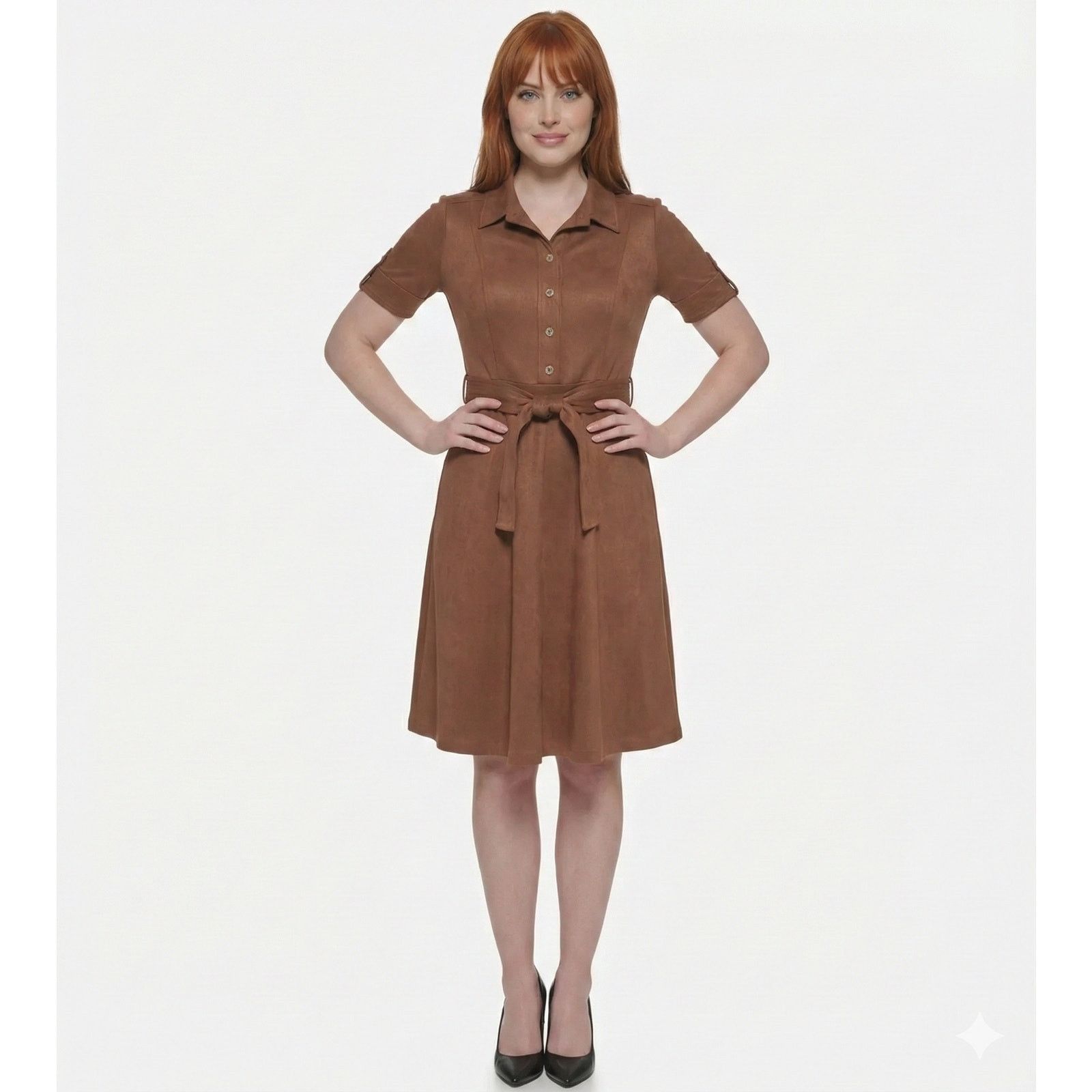 Tommy Hilfiger Tommy Hilfiger Coffee Faux Suede Dress Sz 18 NWT Collared Size XXL / US 16-18 / IT 52-54 - 1 Thumbnail