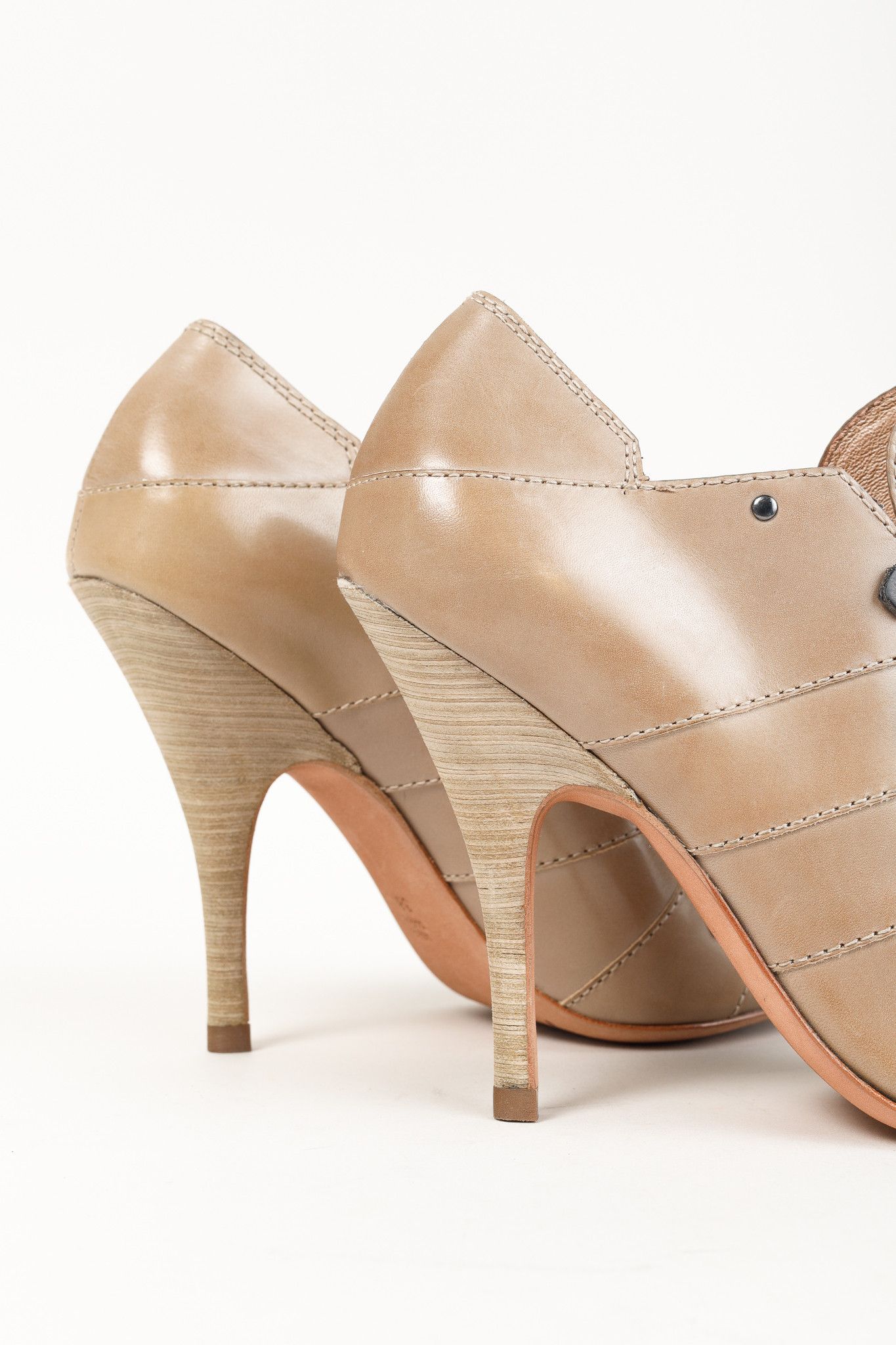 CAZABAT Jean-Michel Cazabat Ida Pointed Toe Stacked Leather Heels Size US 7.5 / IT 37.5 - 8 Thumbnail