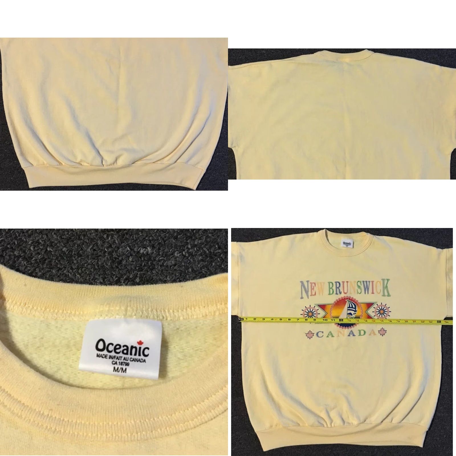 Vintage Vtg 90s New Brunswick Canada Faded Spellout Sweatshirt M Boxy College Track Beach Grunge Hoodie Men Yellow 80s USA College 90s Vintage Size US M / EU 48-50 / 2 - 9 Thumbnail