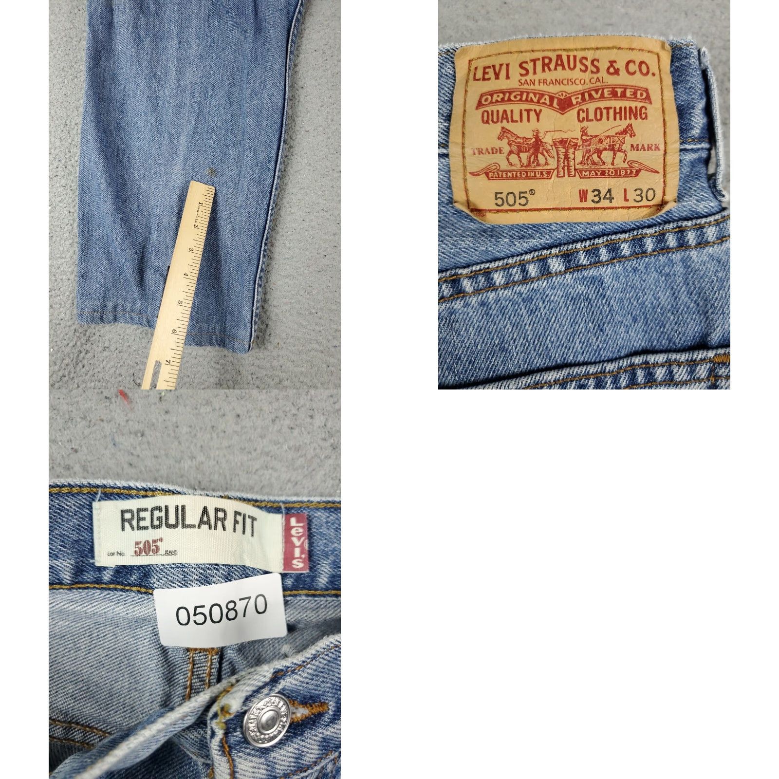 Levi's Levis 505 Mens Blue Straight Leg Jeans 34x28 Cotton Size US 34 / EU 50 - 8 Thumbnail