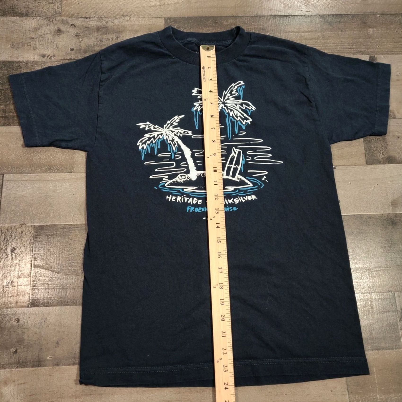 Quiksilver Quiksilver T-Shirt Mens S Small Blue Heritage Frozen Paradise Modern Fit Casual Crew Neck Short Sleeve Cotton Solid Logo Print Size US S / EU 44-46 / 1 - 5 Thumbnail