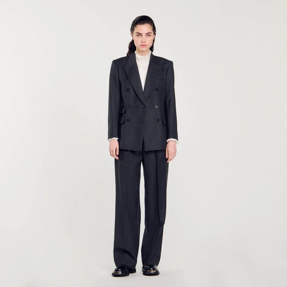 Sandro STRIPPED SUIT JACKET Size XS / US 0-2 / IT 36-38 - 2 Thumbnail