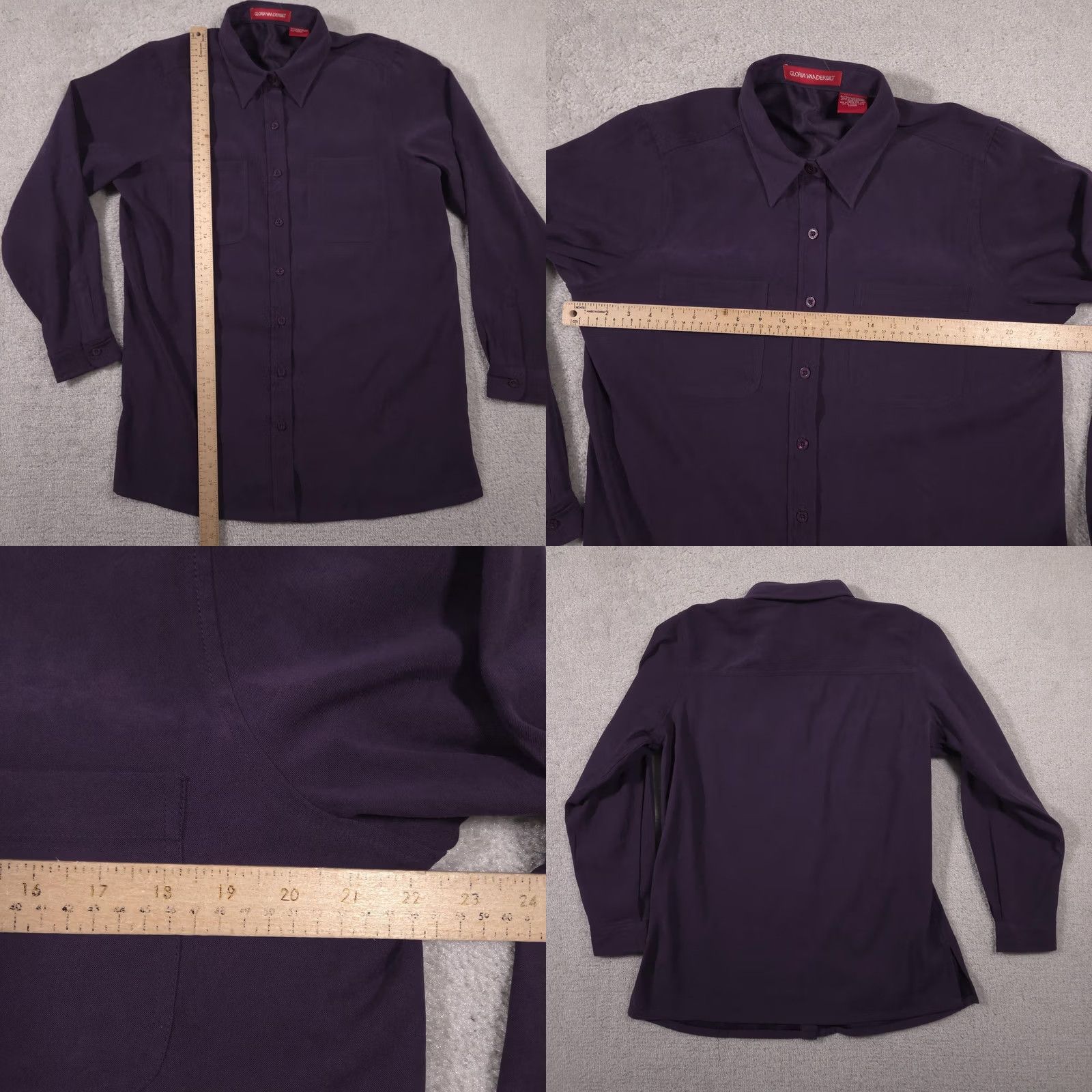 Gloria Vanderbilt Gloria Vanderbilt Shirt Womens Large Purple Button Front Long Sleeve Blouse Top Size L / US 10 / IT 46 - 8 Thumbnail