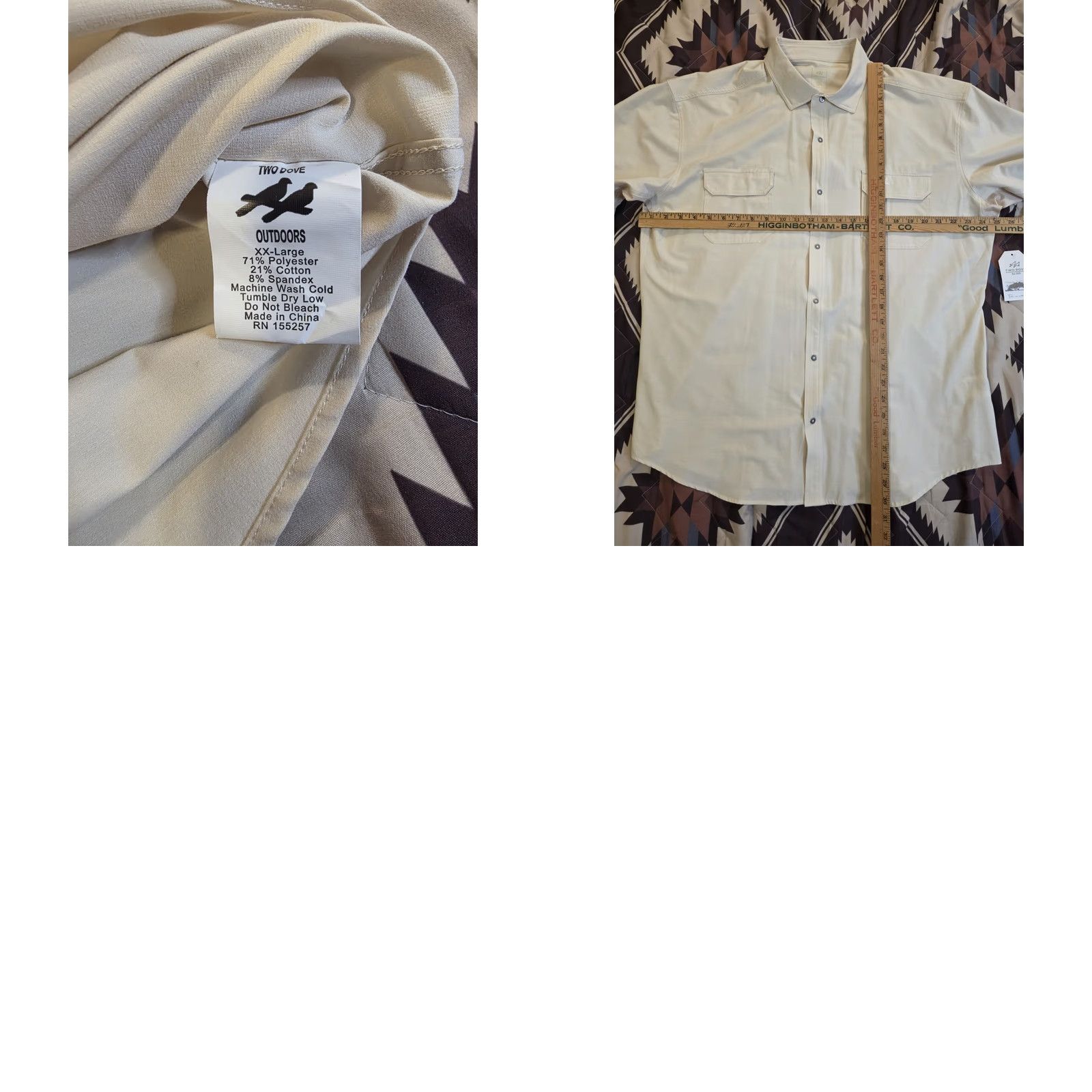 Vintage Two Dove Rio Ultimate Outdoor Blend Short Sleeve Shirt 2XL Tan Metal Snap NWT Mens XS-XXL? Size US XXL / EU 58 / 5 - 9 Thumbnail