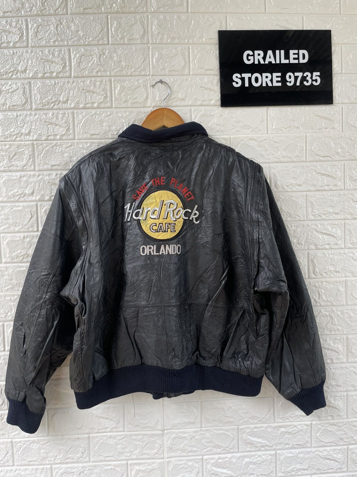Hard Rock Cafe Hard Rock Cafe Leather Bomber Jacket Size US XL / EU 56 / 4 - 2 Thumbnail