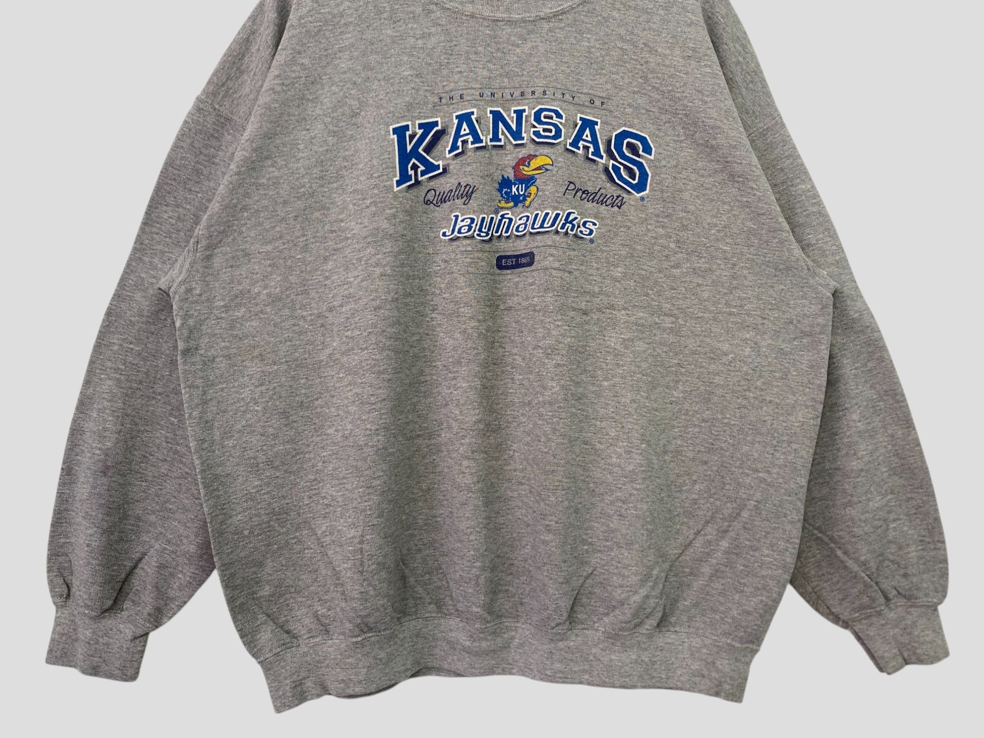 Vintage Vintage University Kansas Jayhawks Sweatshirt XL size Grey Size US XL / EU 56 / 4 - 4 Thumbnail