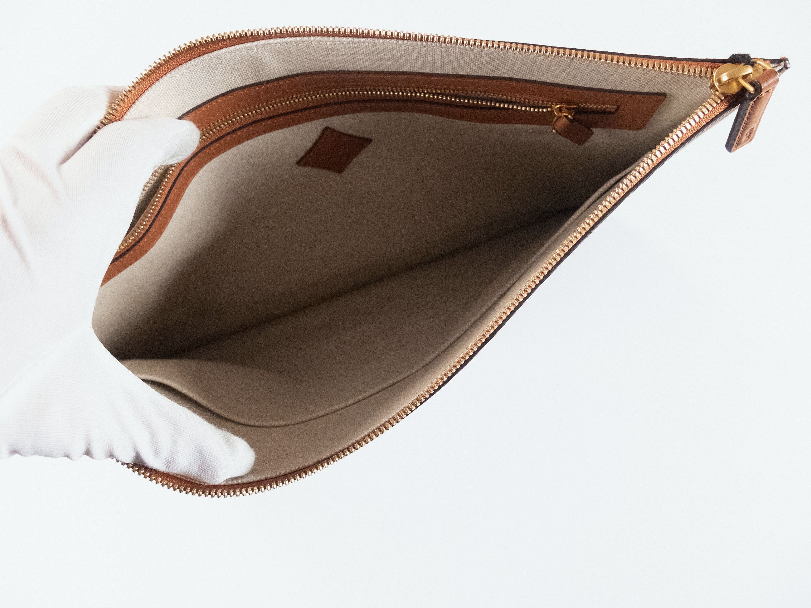 MCM MCM Large Himmel tan brown coated canvas portfolio clutch Size ONE SIZE - 4 Thumbnail