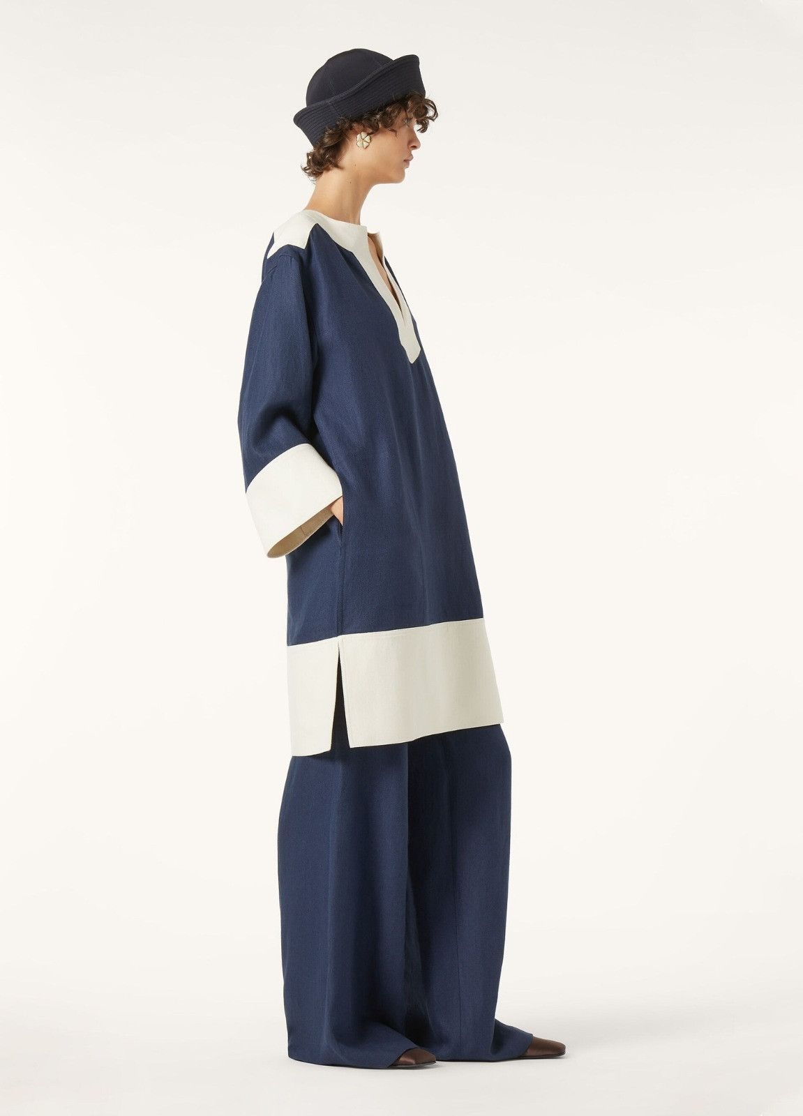 Loro Piana o1srvl11e0526 FAP0220 Colleen Midi Dress in Blue/White Size XS / US 0-2 / IT 36-38 - 6 Thumbnail