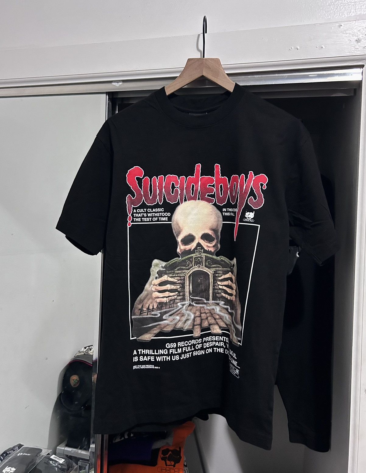 image of G59 Records x Pouya Uicideboy Merch G59 Crypt Tee in Black, Men's (Size Small)