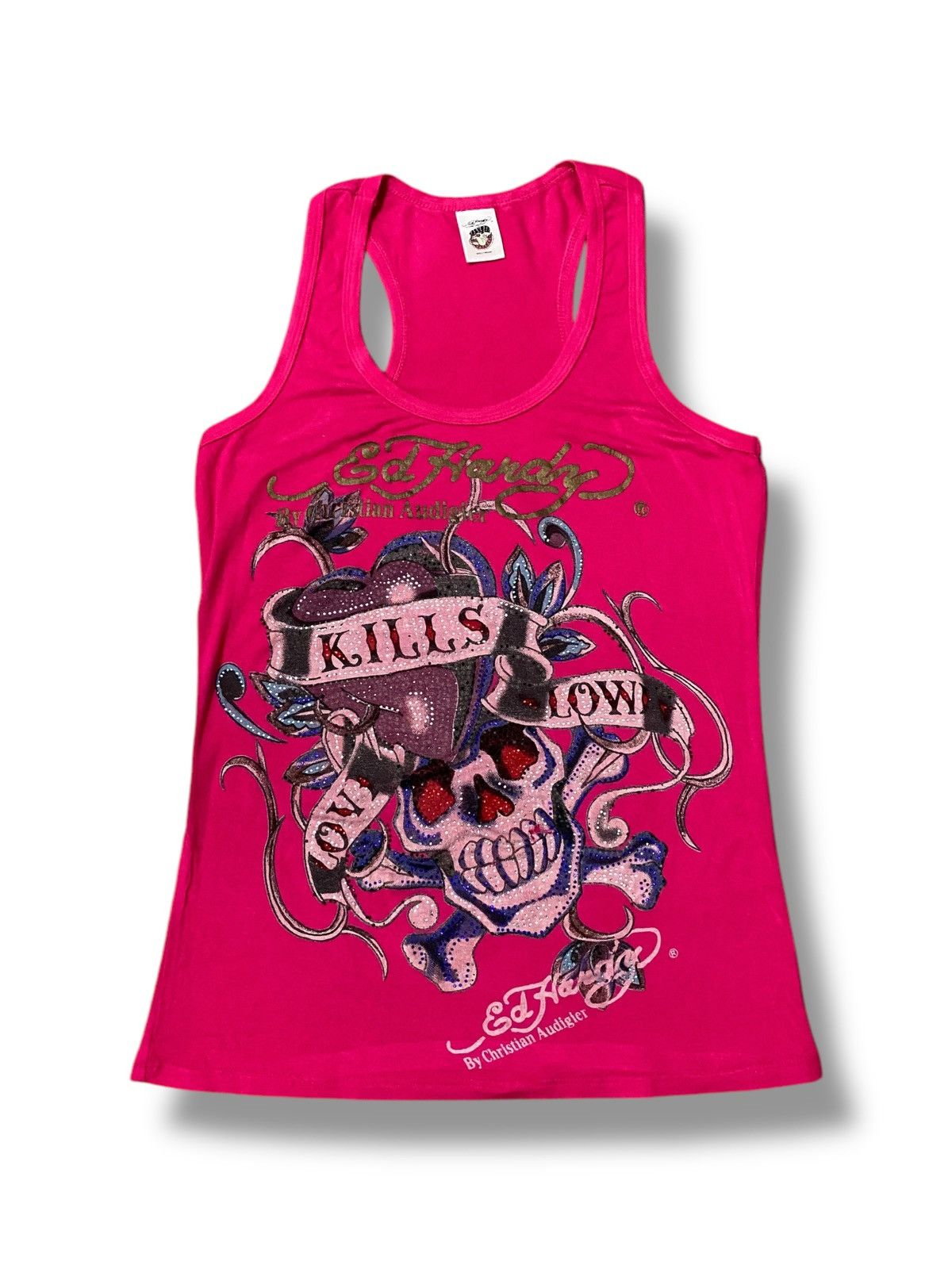 Y2k Ed Hardy Love Kills Slowly Rhinestone Tank Top