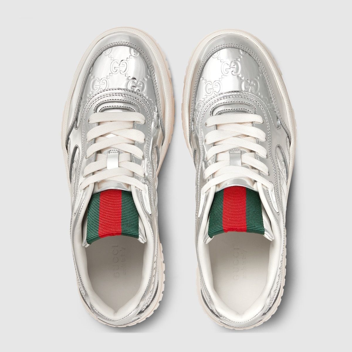 Gucci oc11z1025 Re Web Sneakers in Silver Metallic Size US 6.5 / IT 36.5 - 4 Thumbnail
