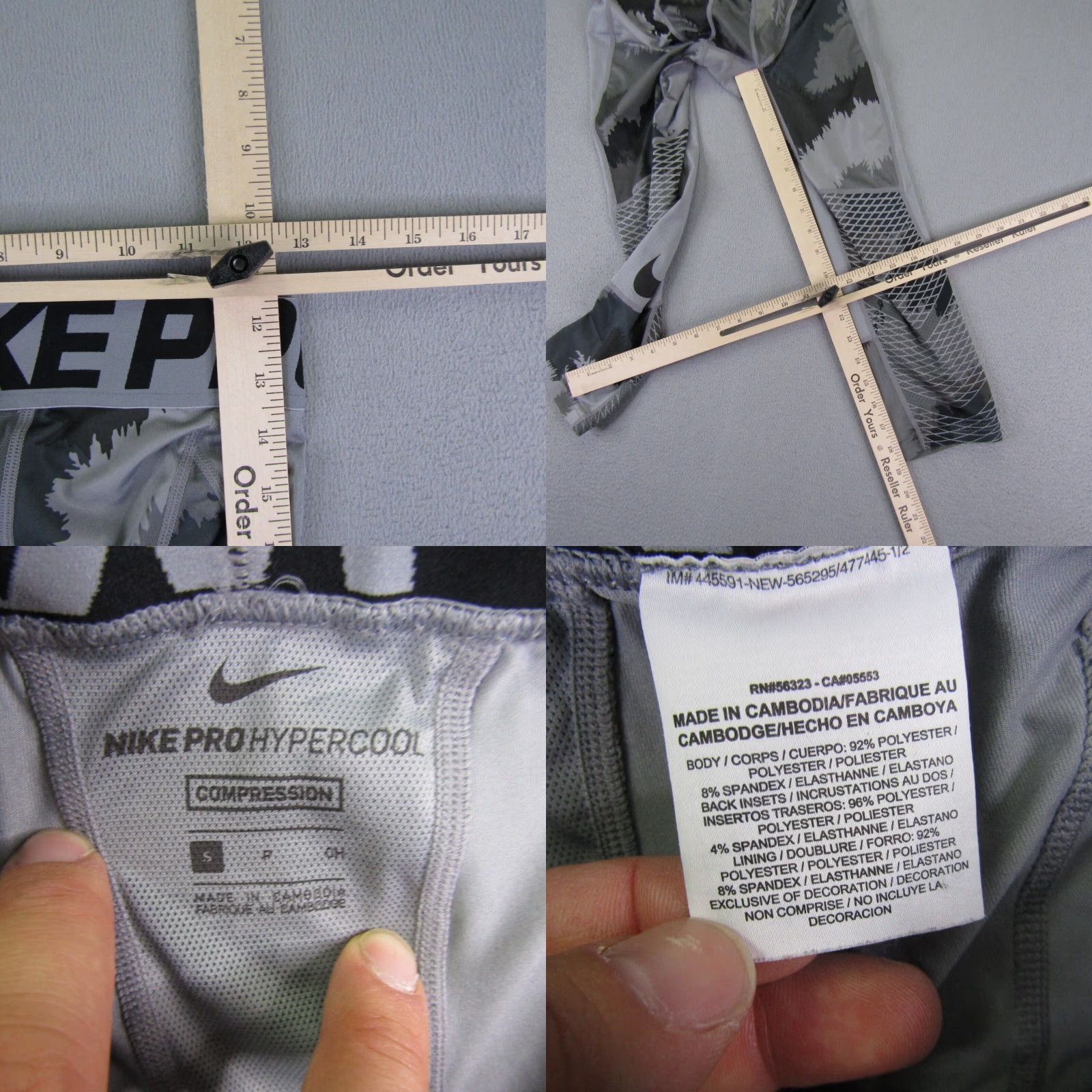 Nike Nike HyperCool Pants Mens Small Gray Compression Athletic Workout Gym Tight Size US 26 / EU 42 - 8 Thumbnail