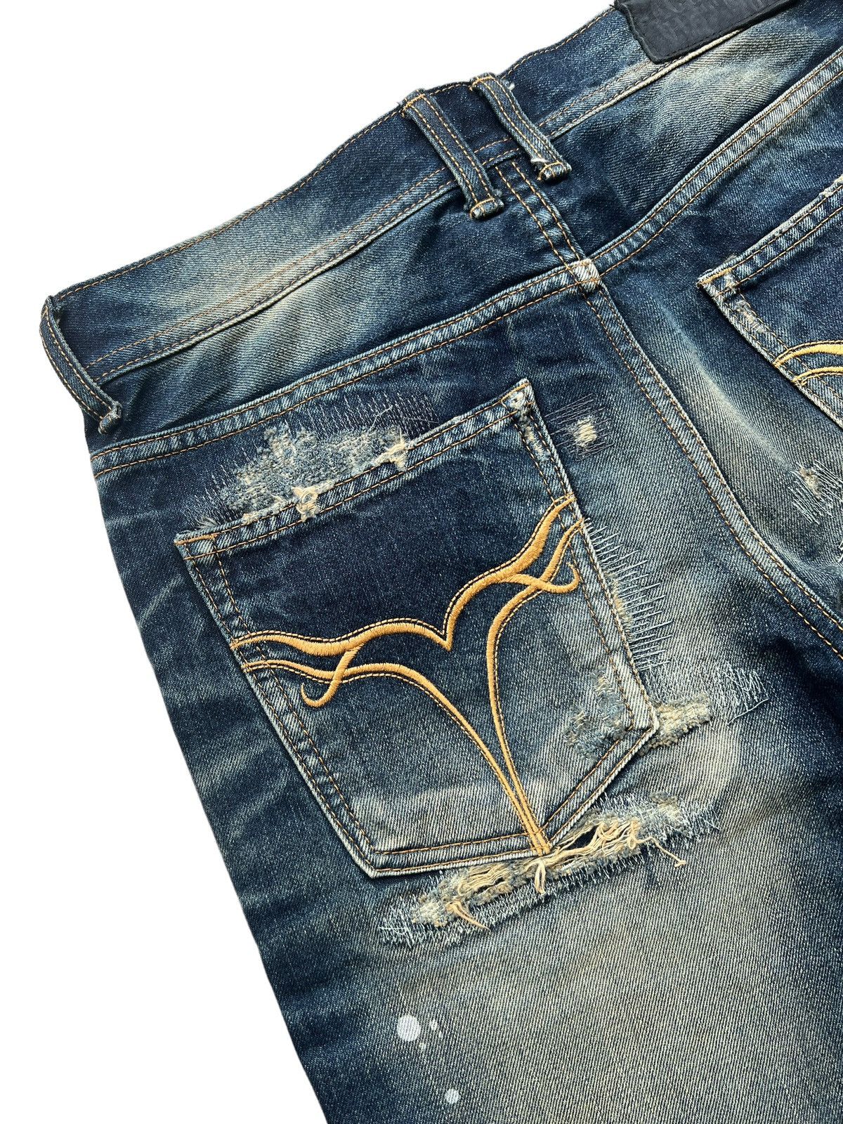 JACKROSE Jackrose 🇯🇵 Distressed Claw Mark Flare Denim Size US 33 - 13 Thumbnail