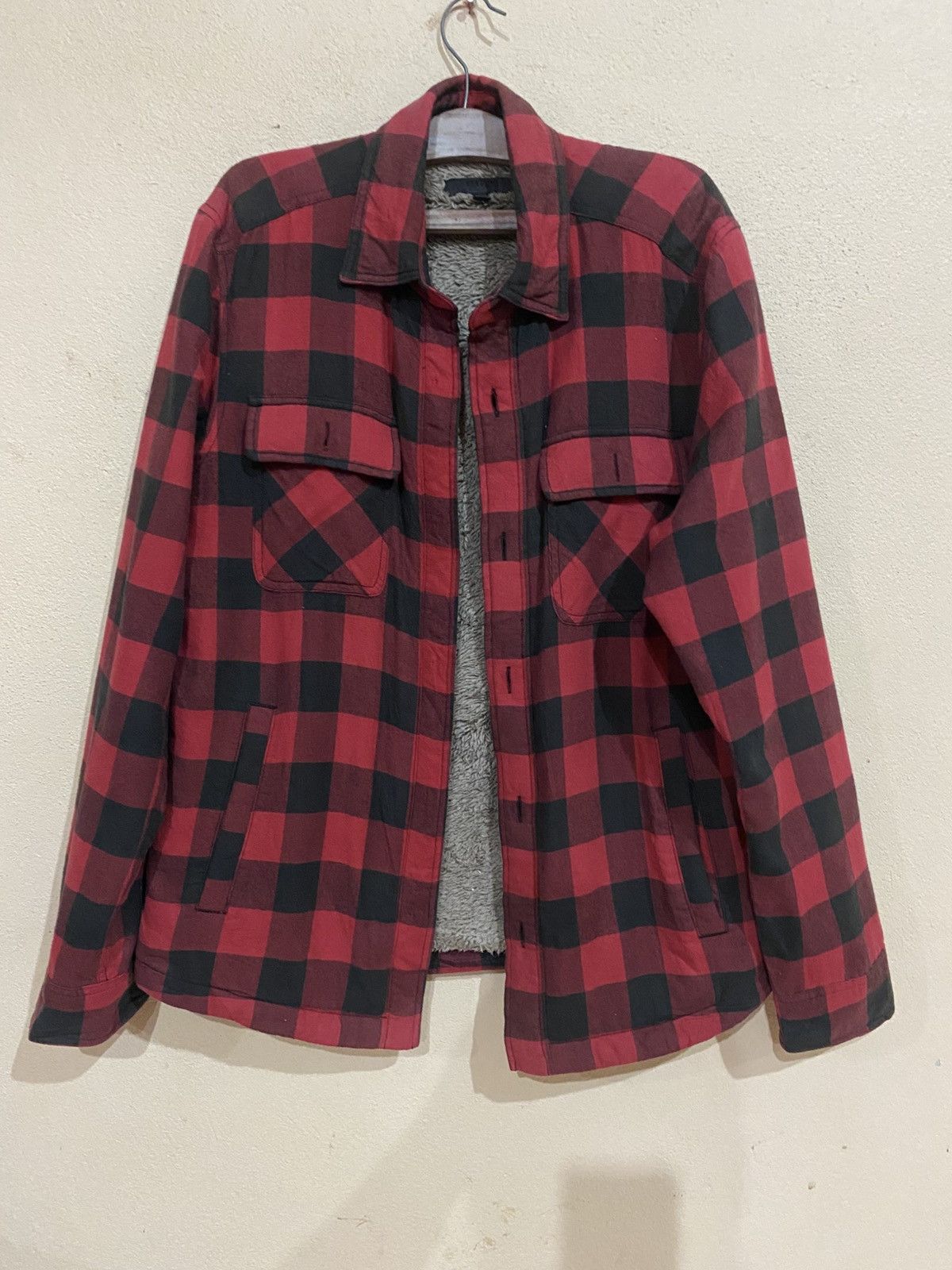 Flannel × Uniqlo Uniqlo Red Checkered Sherpa Lining Jacket Size US M / EU 48-50 / 2 - 2 Thumbnail