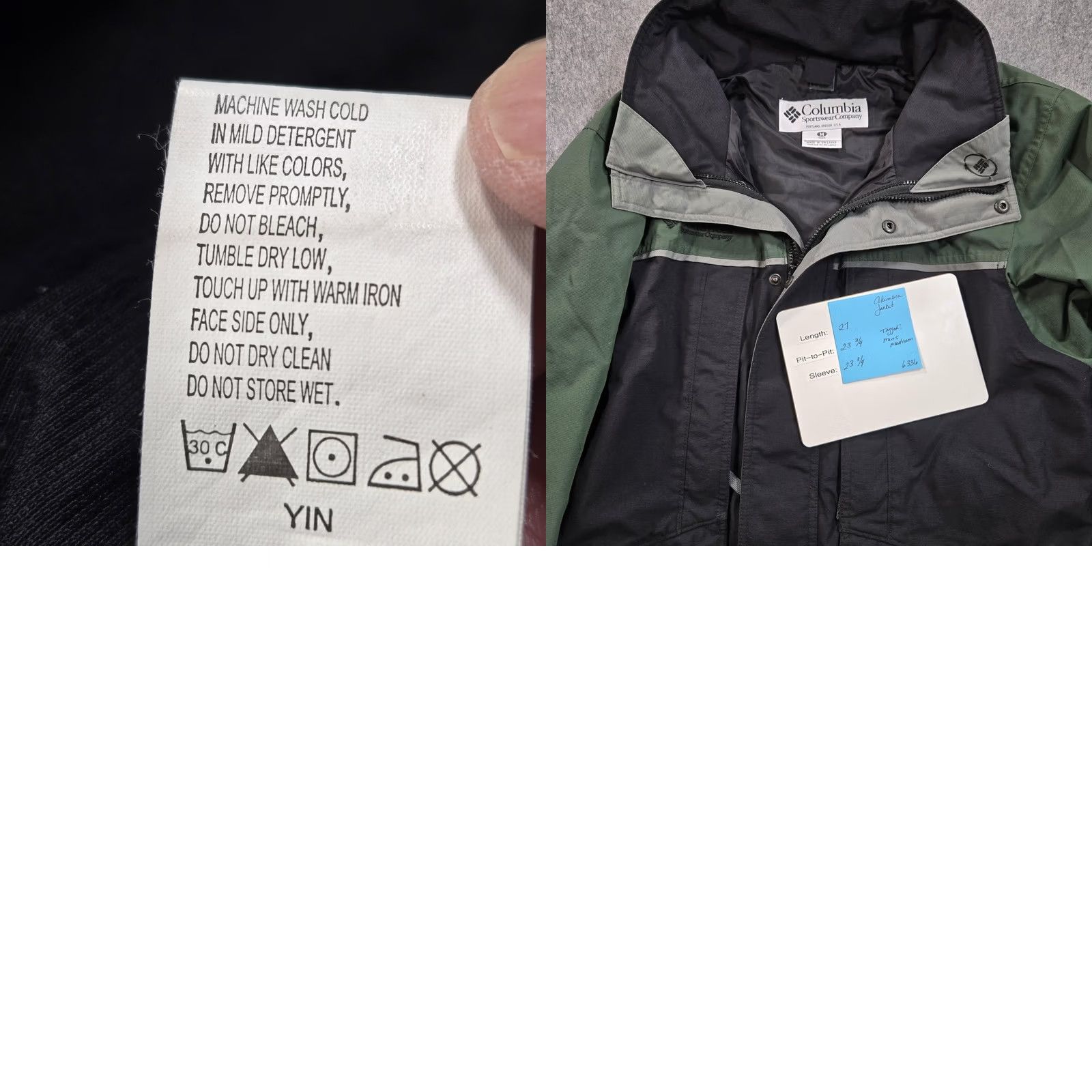 Vintage Columbia Jacket Mens Medium Green Black Nylon Parka Full Zip Outdoor Size US M / EU 48-50 / 2 - 8 Thumbnail
