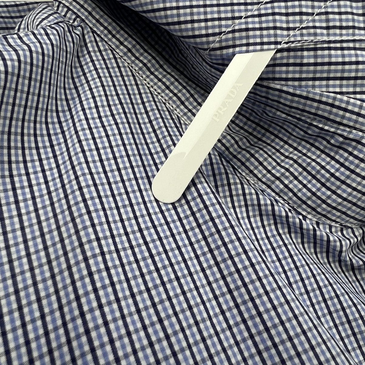 Prada Prada blue/white small check classic shirt Size US L / EU 52-54 / 3 - 3 Thumbnail