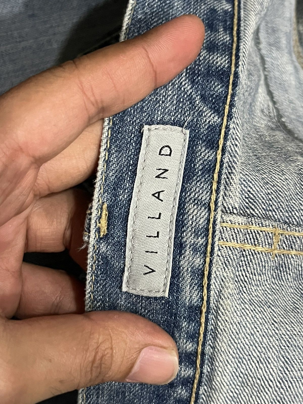 If Six Was Nine Vintage Villand Double Waist Blue Washed Distress Flare Jean Size US 32 / EU 48 - 14 Thumbnail