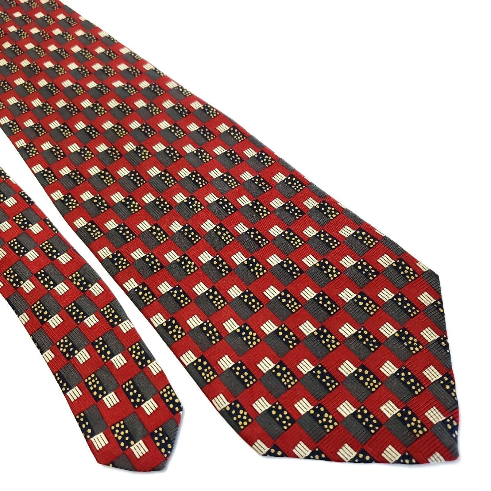 Robert Talbott Robert Talbott Mark Shale Red Red Geometric Wide Silk Tie Size ONE SIZE - 1 Preview