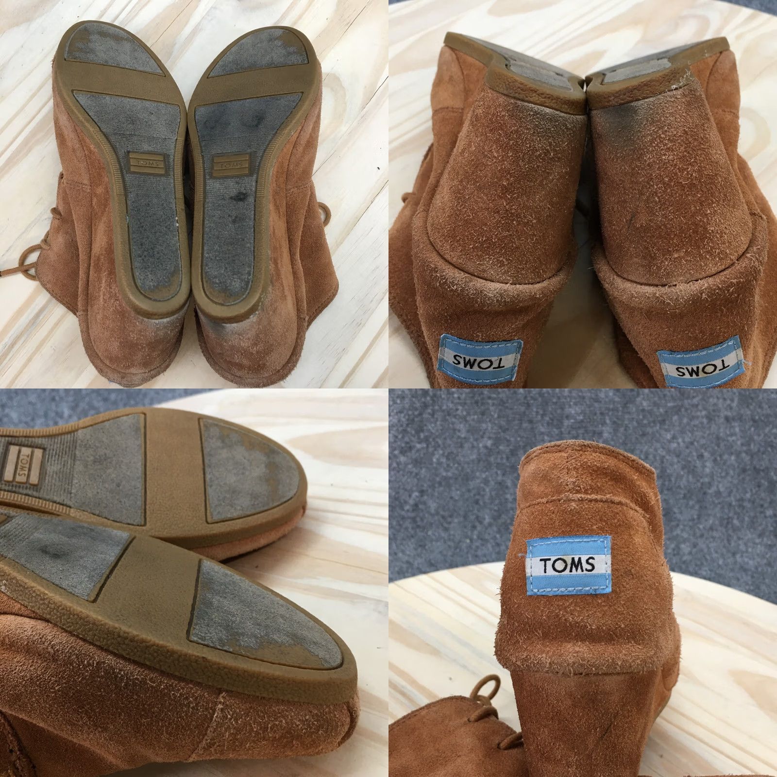 Toms TOMS Chukka Boots Women’s 7.5 Brown Kala Dessert Lace Up Wedge Casual Leather Shoes Size US 8 / IT 38 - 9 Thumbnail