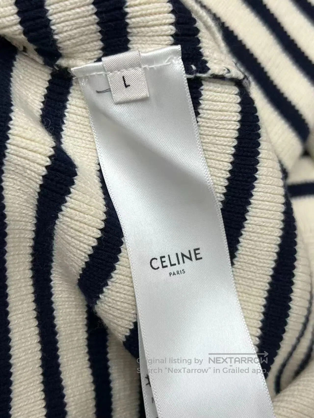 Celine Celine Black and White Striped Knit Sweater. Size L / US 10 / IT 46 - 6 Thumbnail