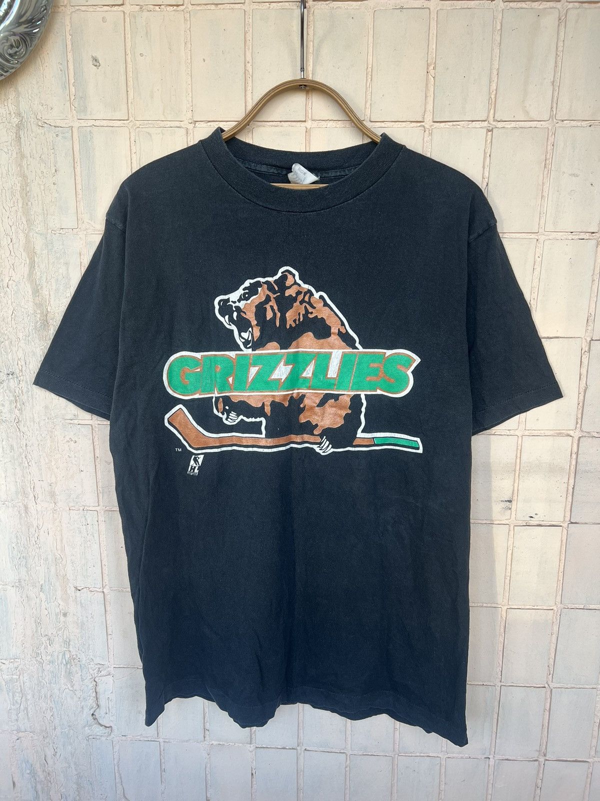 NHL Vintage Grizzlies NHL Single Stitch Rare 90s Shirt Size US M / EU 48-50 / 2 - 1 Thumbnail