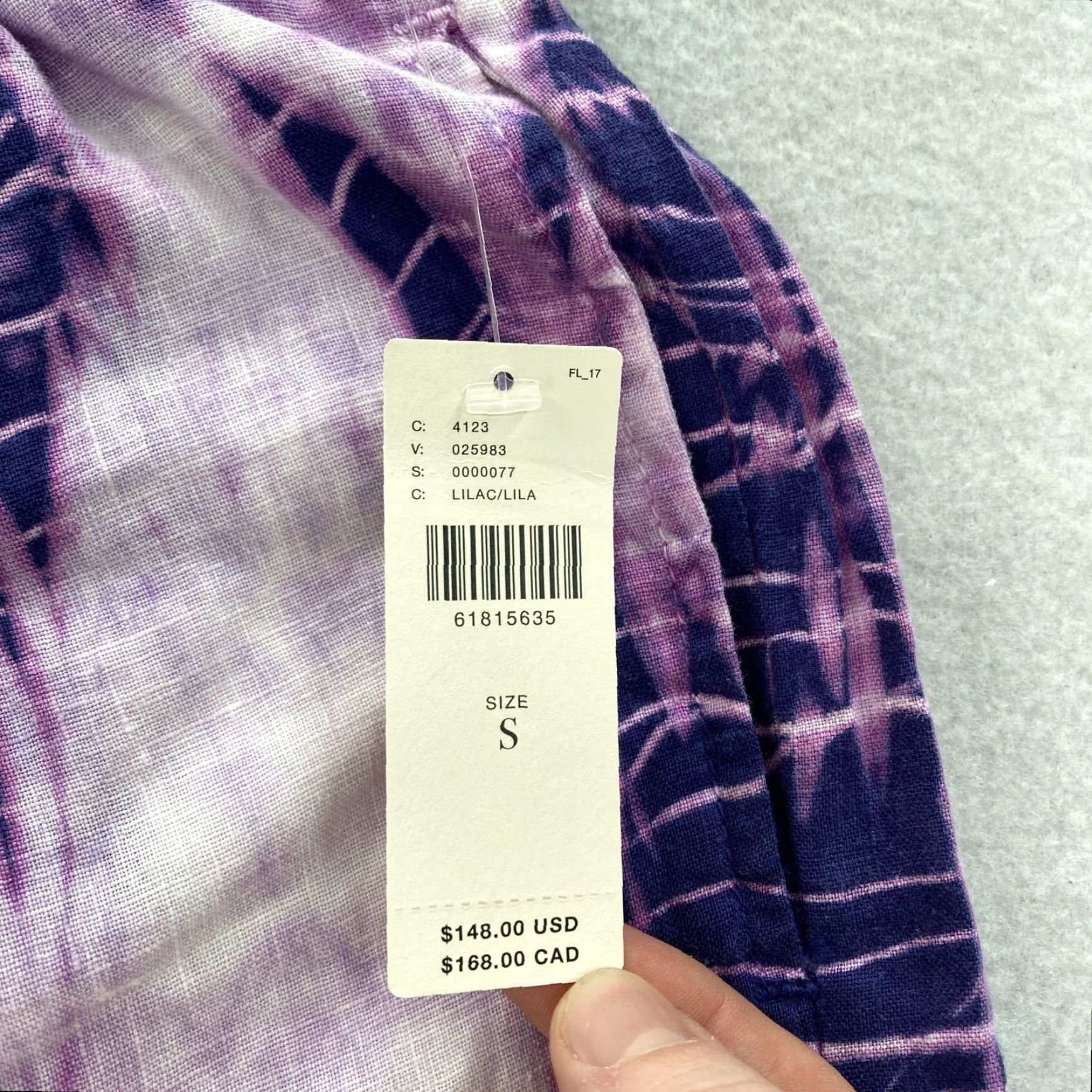 Anthropologie Cloth & Stone X Anthropologie Wide Leg Pants Women's Small Purple Tie Dye Linen Size 42" / US 20 - 4 Thumbnail