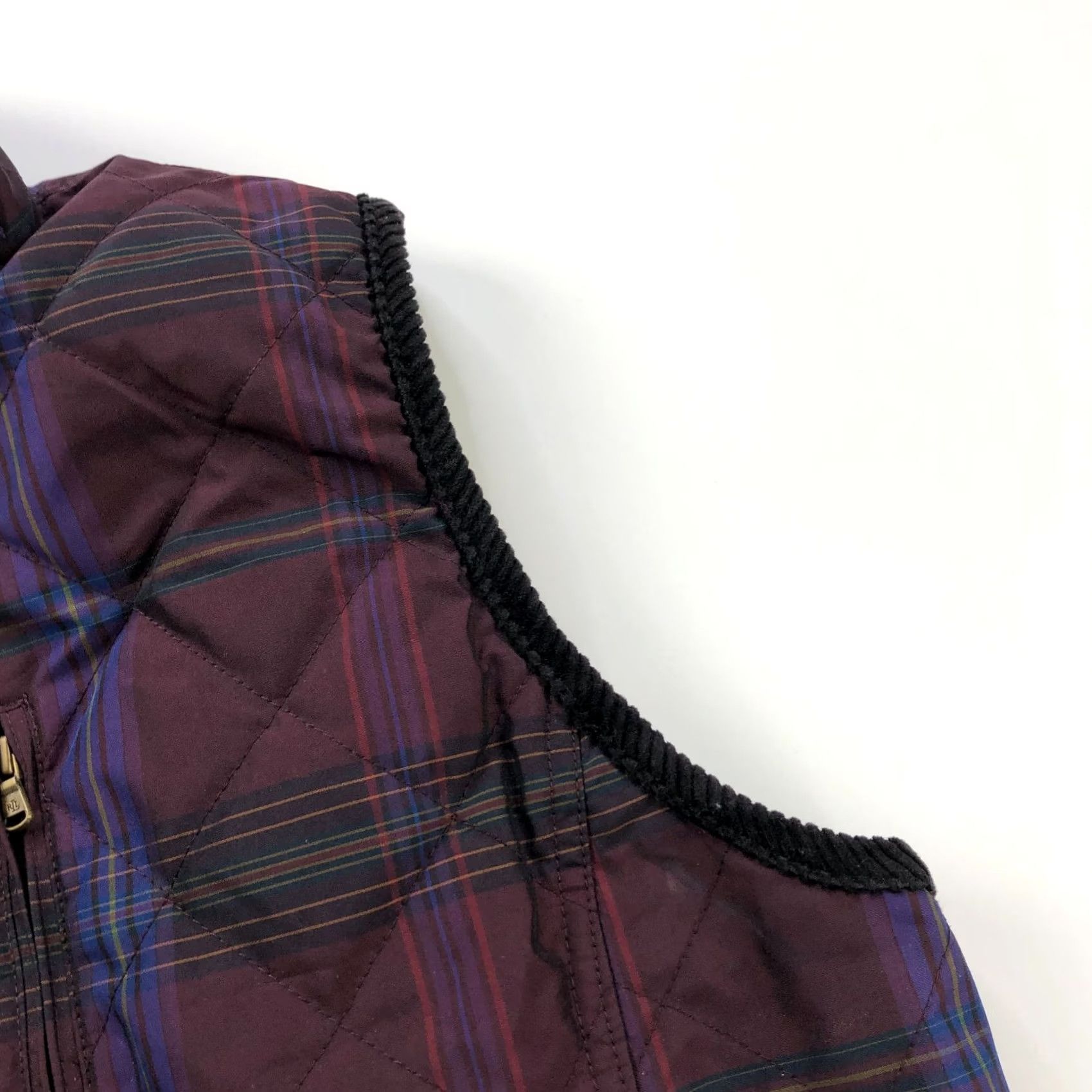 Ralph Lauren Lauren Ralph Lauren Vest Quilted Plaid Zip Corduroy Purple Womens XL Benefit: Preppy, Outdoor, Classic, Designer, Gorpcore, Fall, Spring, Winter Size XL / US 12-14 / IT 48-50 - 2 Thumbnail