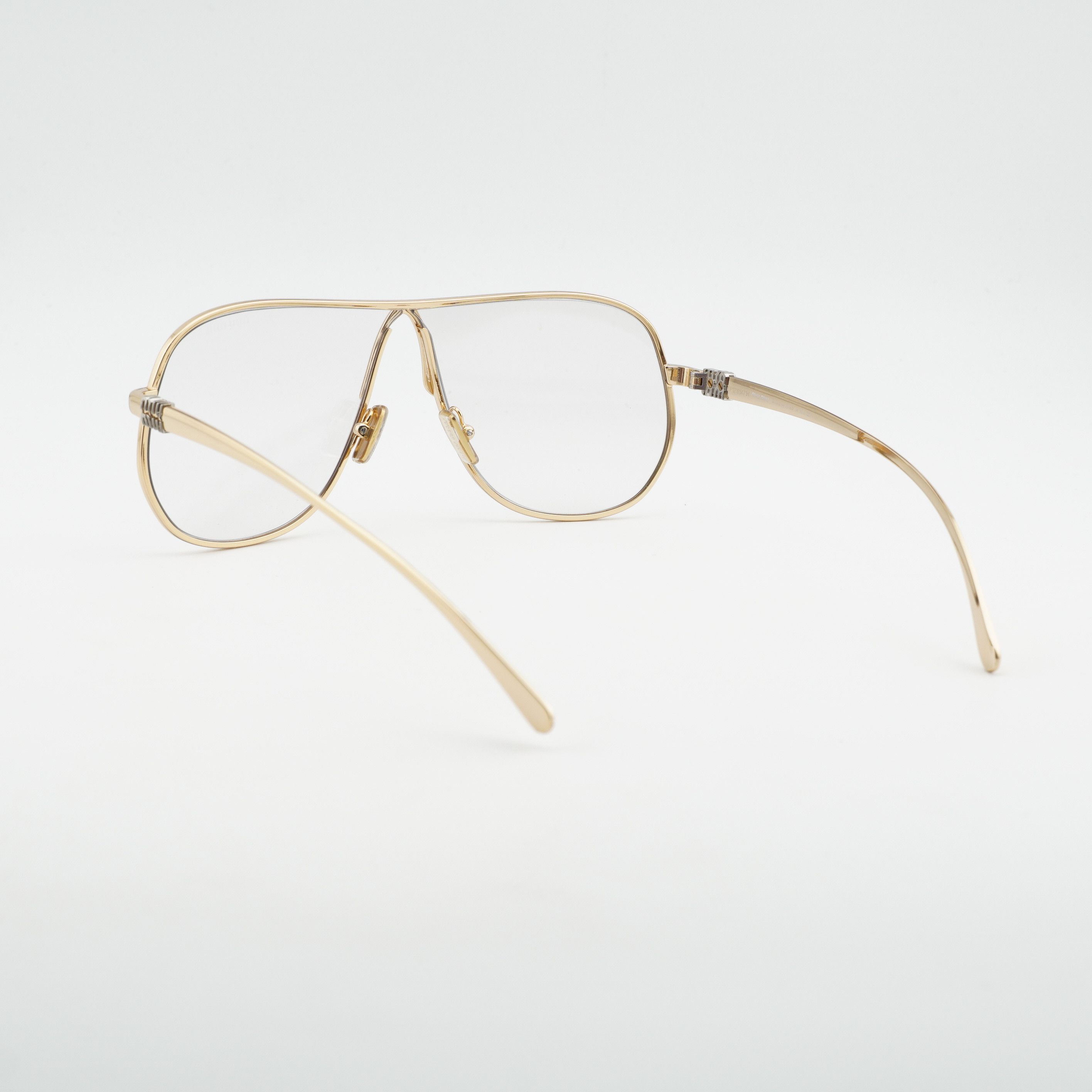 Miu Miu Miu Miu MUA56S 5AK08N Sunglasses Gold Geometric Frame Size ONE SIZE - 4 Thumbnail