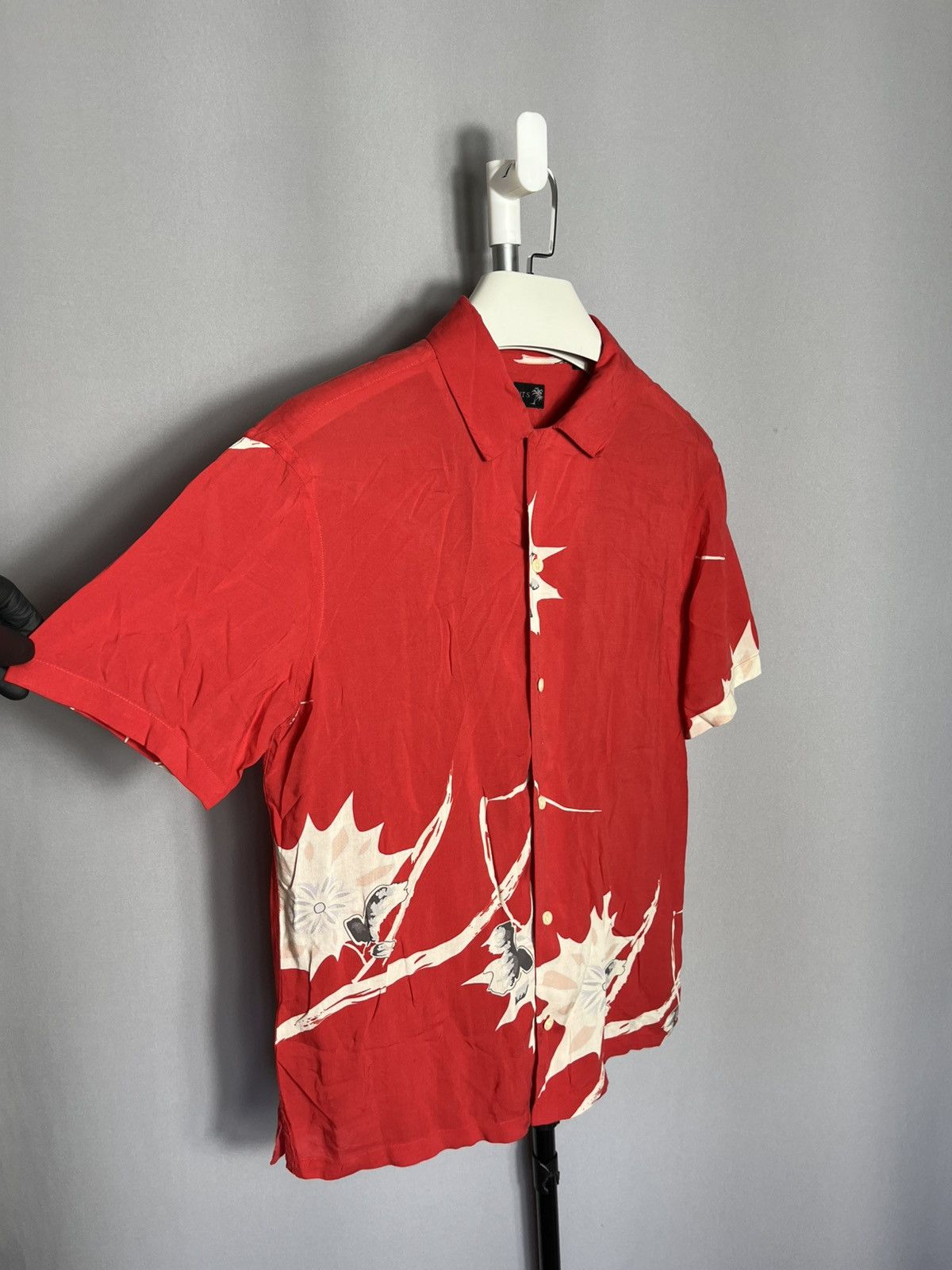 Allsaints Allsaints mokapu red viscose shirt mens lightweight floral Size US S / EU 44-46 / 1 - 3 Thumbnail