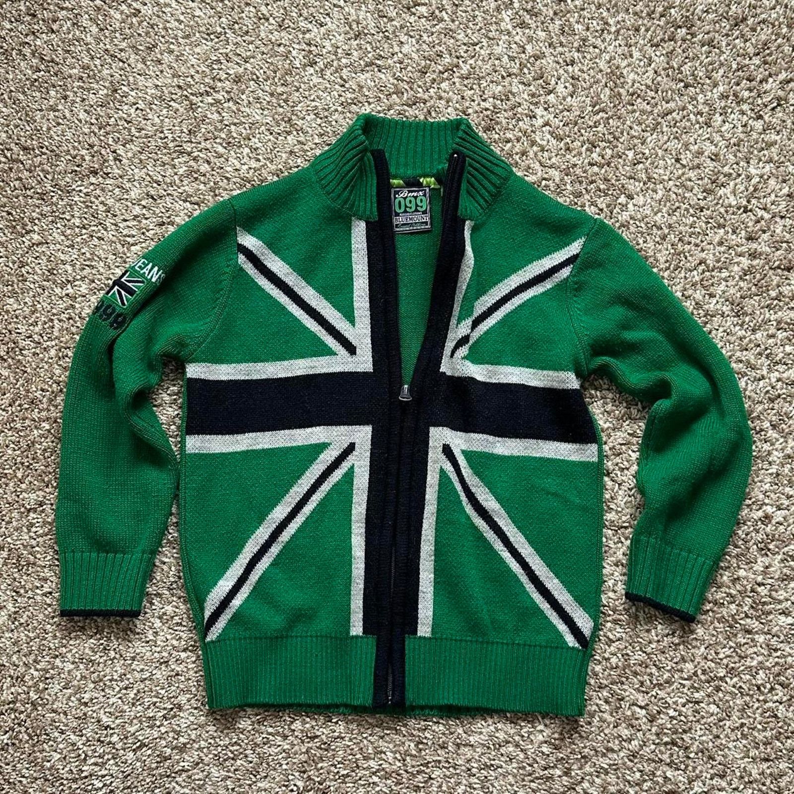 Vintage Vintage Y2K UK Union Jack Flag Sweater Youth Zip Up Size XXS / US 00 / IT 34 - 6 Thumbnail