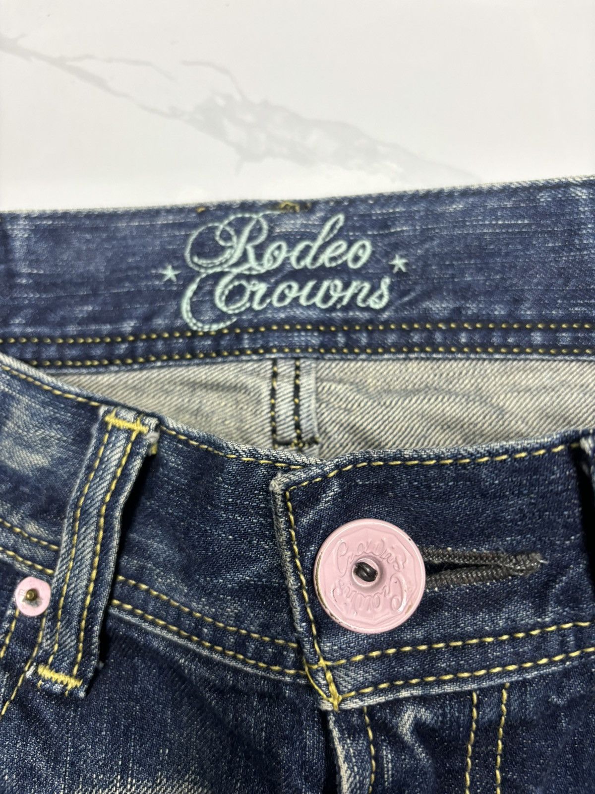 Japanese Brand DISTRESSED DENIM PAINTER RODEO CROWNS JEANS Size 29" - 9 Thumbnail