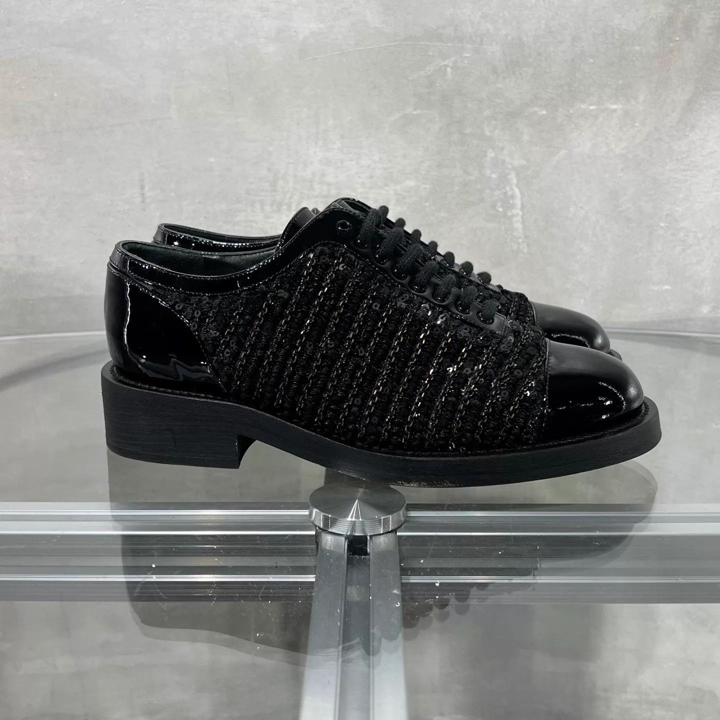 Chanel Chanel Black Patent Leather Sequin Derby EUR36 Size US 5.5 / IT 35.5 - 4 Thumbnail