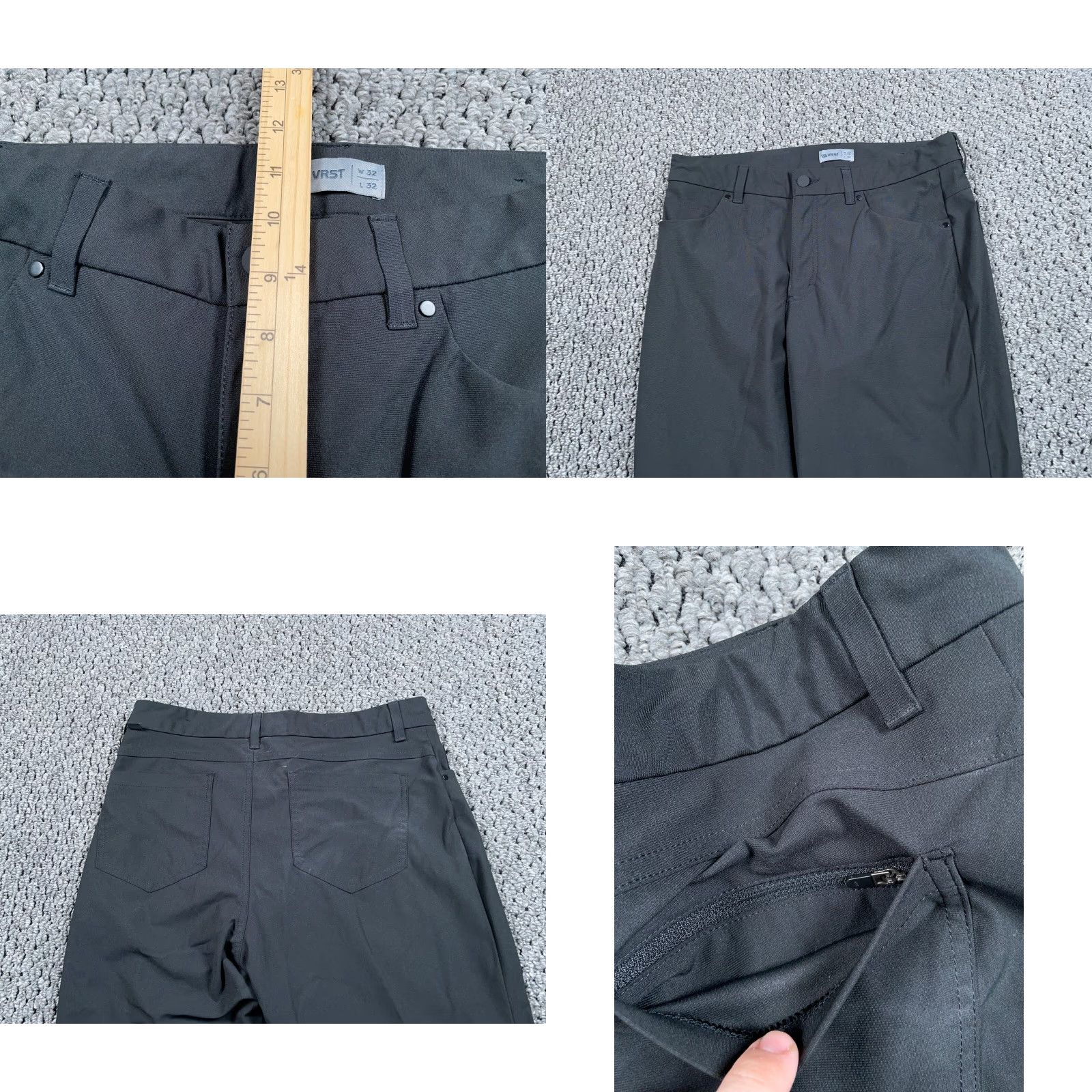 Vintage VRST Slim Fit Pants Men 32 x 31 Black Tapered 2-Way Stretch Lightweight 5 Pocket Chino Vintage Mens Size US 36 / EU 52 - 8 Thumbnail