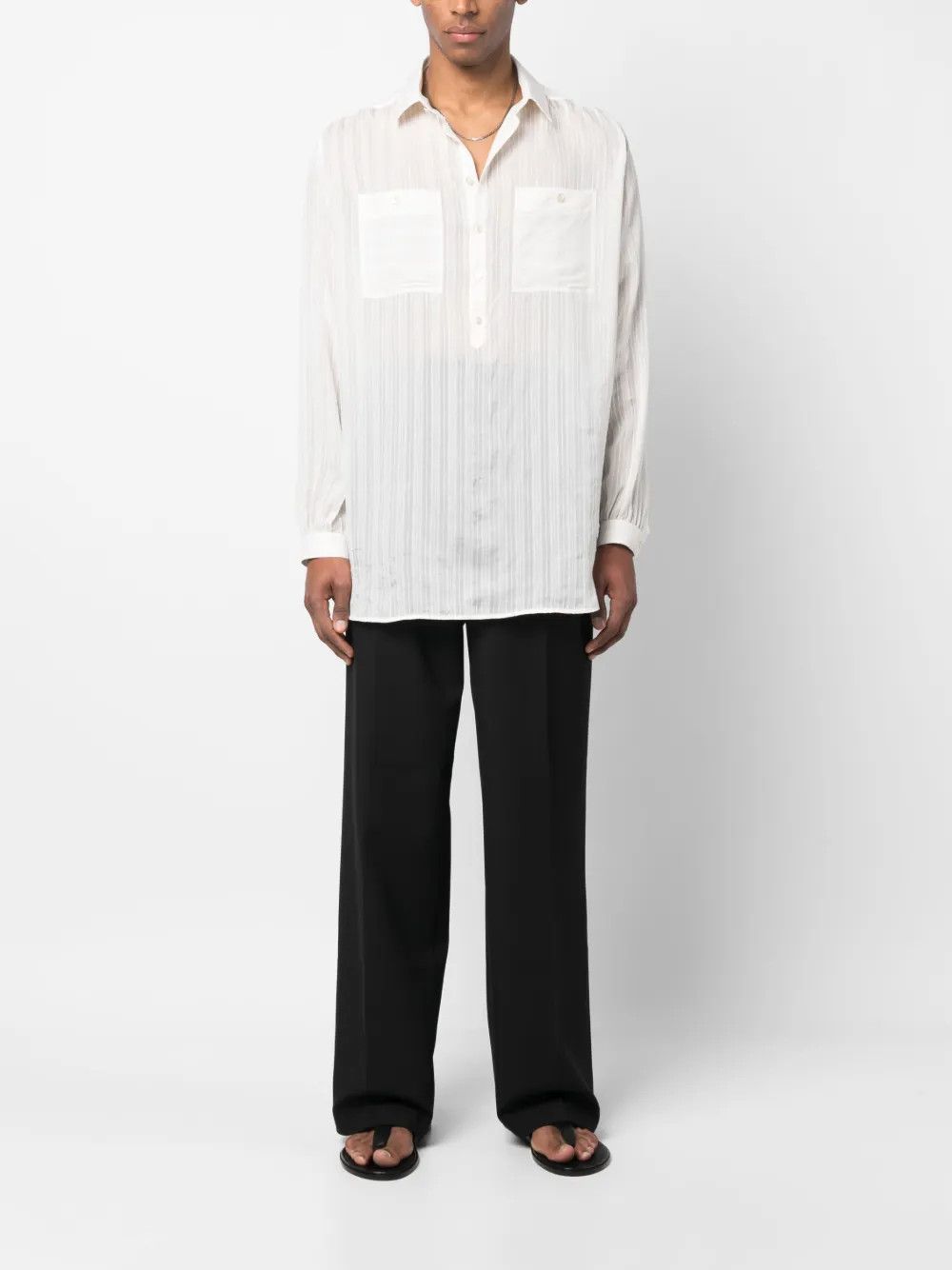 Saint Laurent Paris o1y0325 Solid Color Shirt in White Size US M / EU 48-50 / 2 - 5 Thumbnail