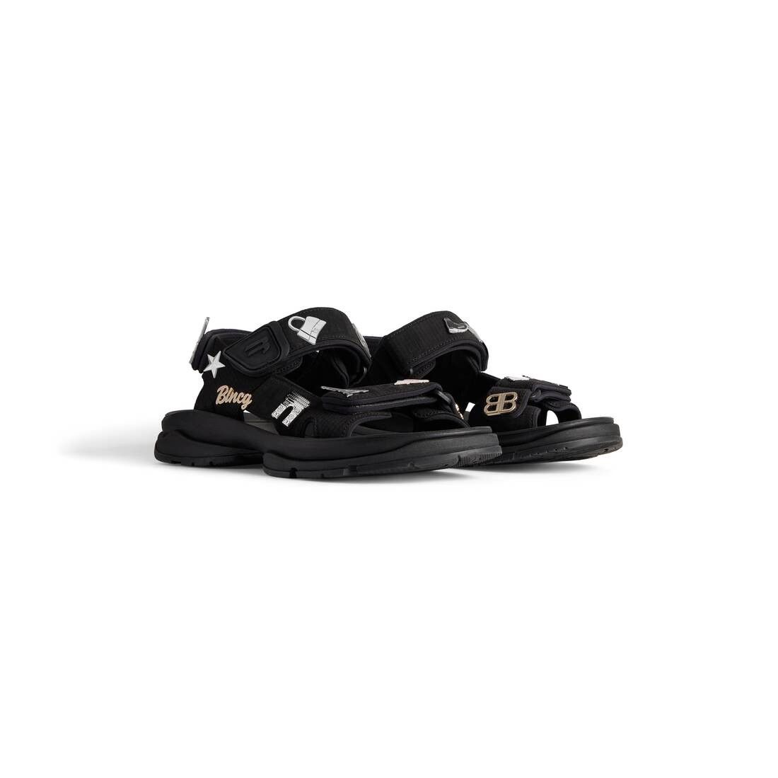 Balenciaga o1srvl11e0625 Tourist Sandals With Pins in Black Size US 11 / EU 44 - 2 Thumbnail