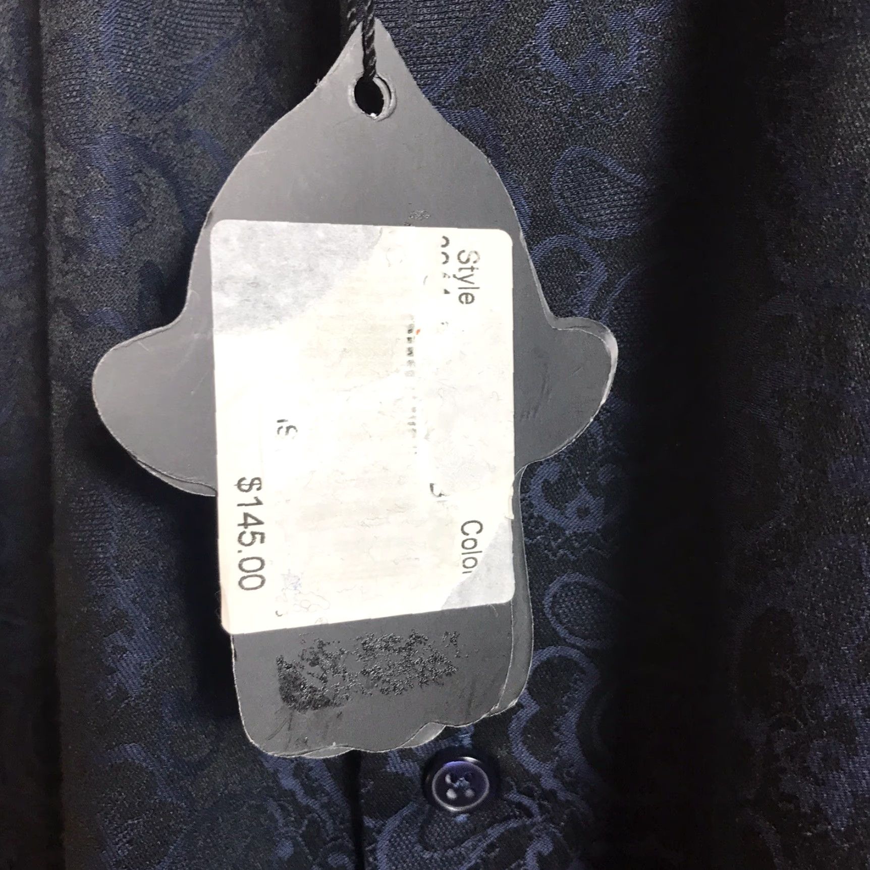 Luchiano Visconti VISCONTI BLACK Shirt Mens Small Navy Black Paisley Long Sleeve Button Size US S / EU 44-46 / 1 - 5 Thumbnail