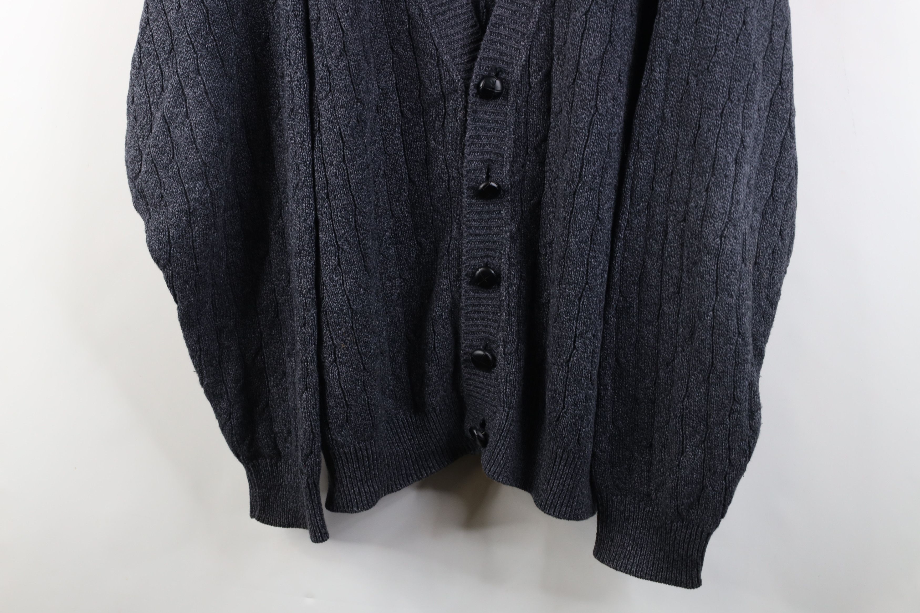 Vintage Vintage 90s Streetewar Cable Knit Cardigan Sweater Blue USA Size US XL / EU 56 / 4 - 3 Thumbnail