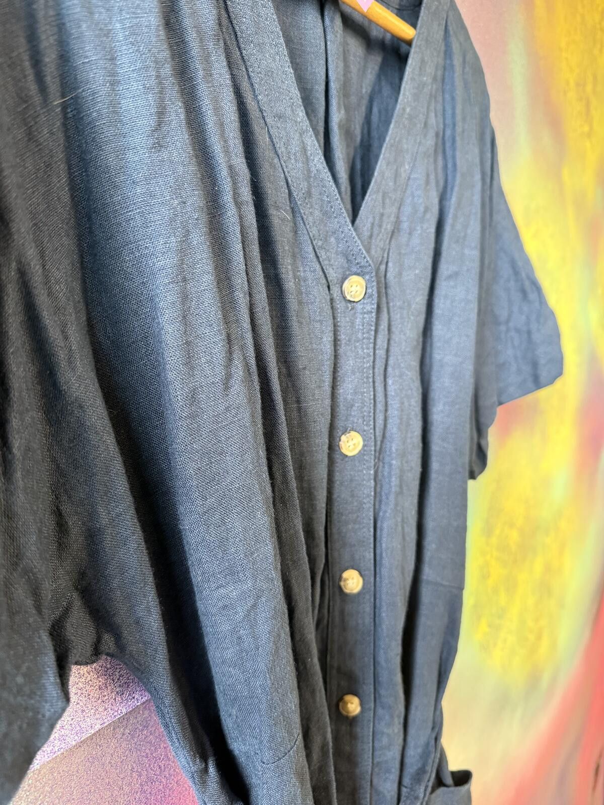 Other Whistles Navy Linen Belted Midi Dress SizeUK 16 Size XL / US 12-14 / IT 48-50 - 3 Thumbnail