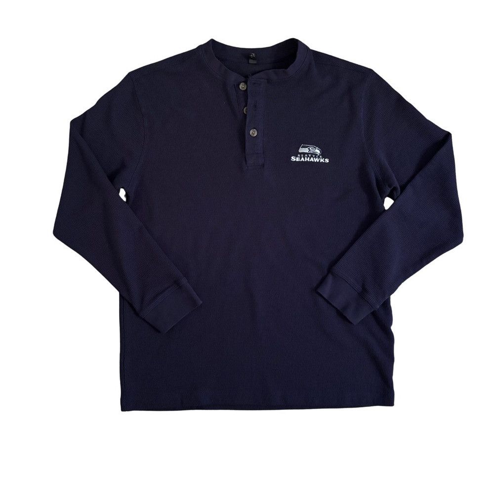 Other Dunbrooke Seattle Seahawks Navy Long Sleeve Waffle Henley S Size US M / EU 48-50 / 2 - 1 Thumbnail