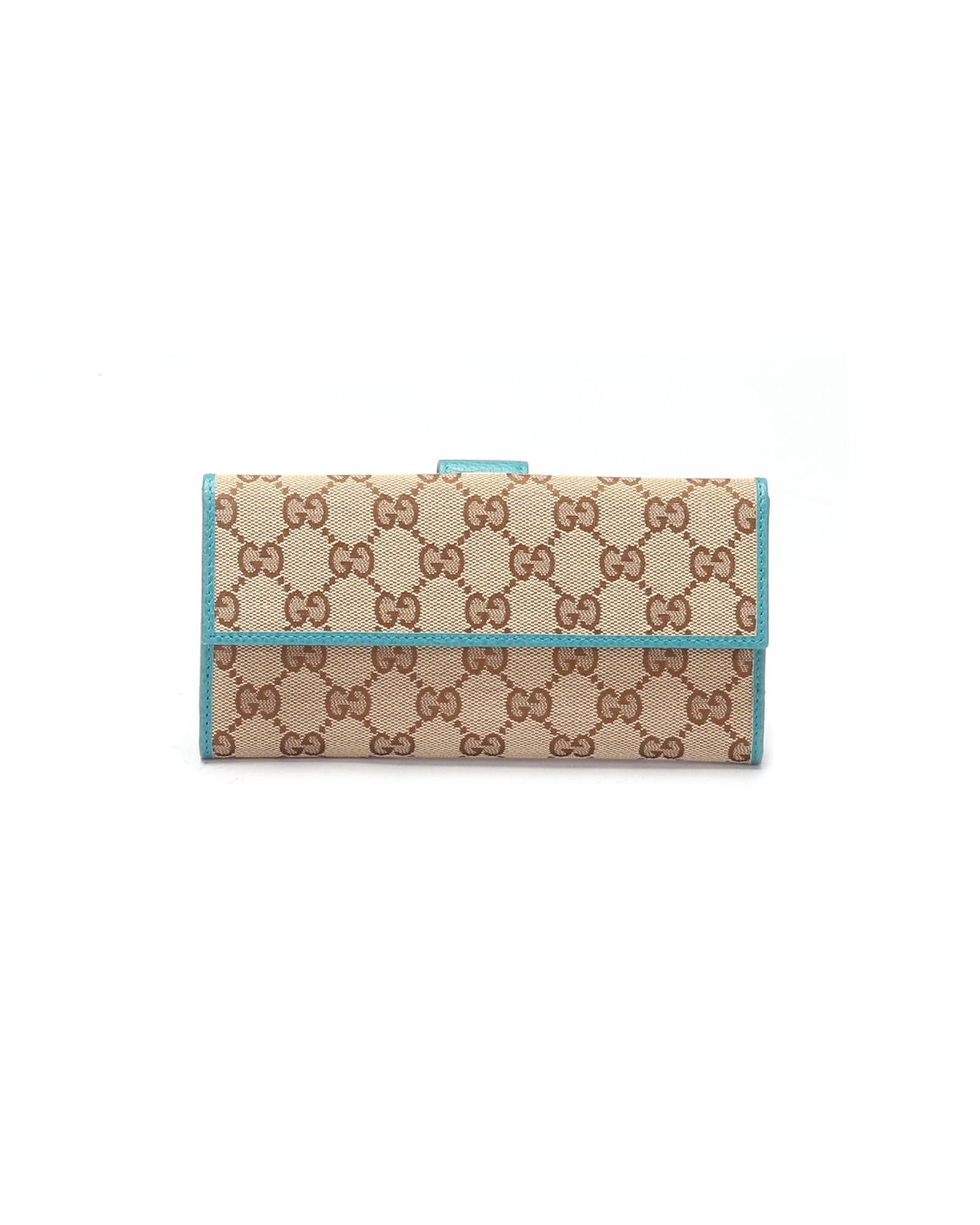 image of Gucci Canvas Continental Wallet In Brown - Excellent Condition, Women's