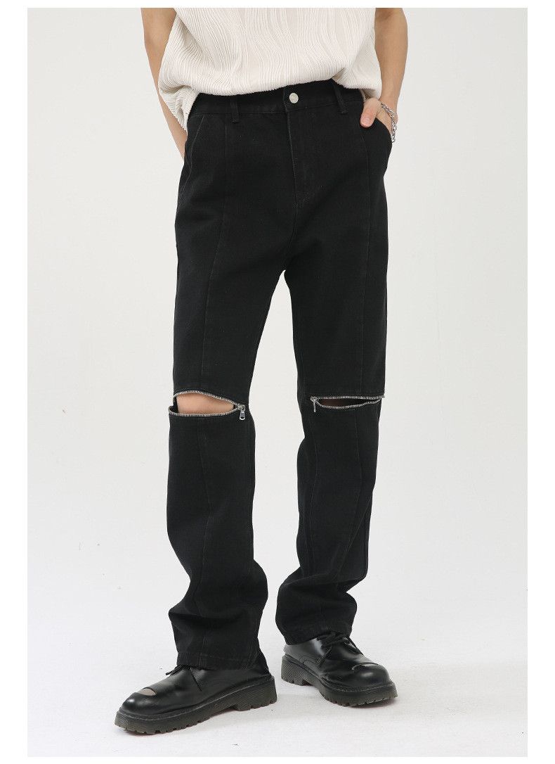 Designer × Japanese Brand Japanese retro high street hip-hop knee zipper jeans Size US 32 / EU 48 - 2 Thumbnail