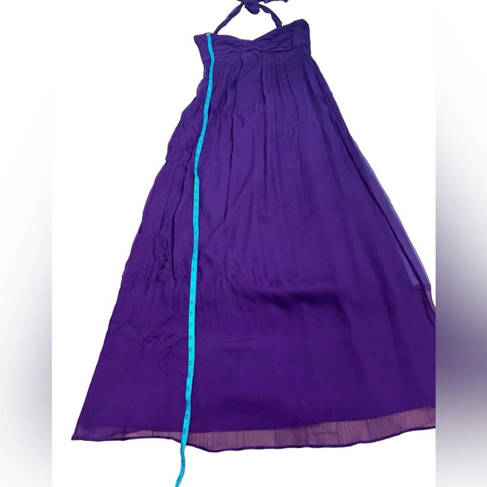 Designer Amsale l 100% Silk Purple Halter Maxi Gown Size 8 Size M / US 6-8 / IT 42-44 - 5 Thumbnail