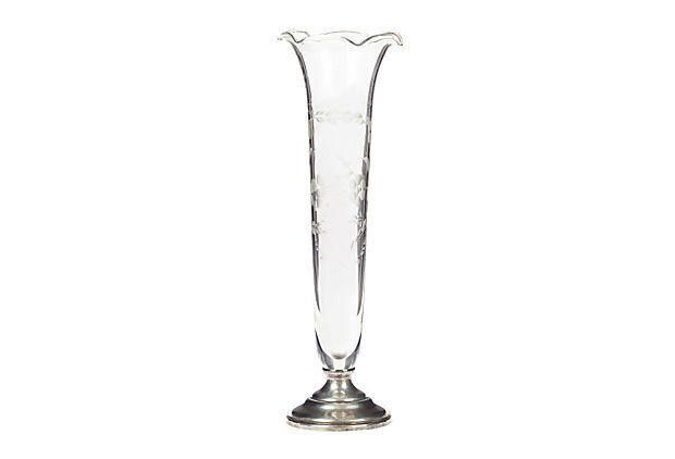 Designer Sterling Silver Sheffield Glass Vase Size ONE SIZE - 1 Thumbnail